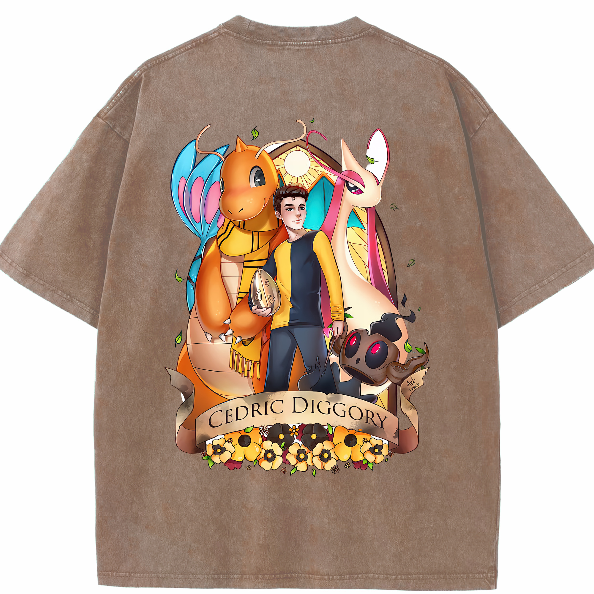（画像用） Harry Potter ハリー・ポッターシリーズ 綿100% ヴィンテージ風 半袖Tシャツ（背面プリント）