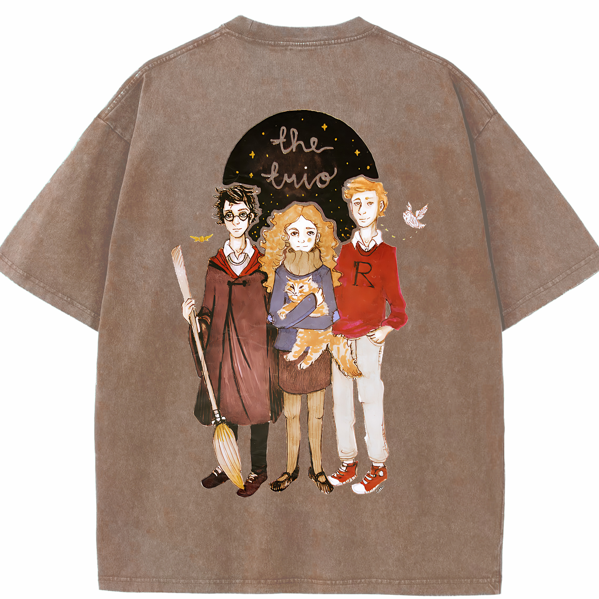 （画像用） Harry Potter ハリー・ポッターシリーズ 綿100% ヴィンテージ風 半袖Tシャツ（背面プリント）