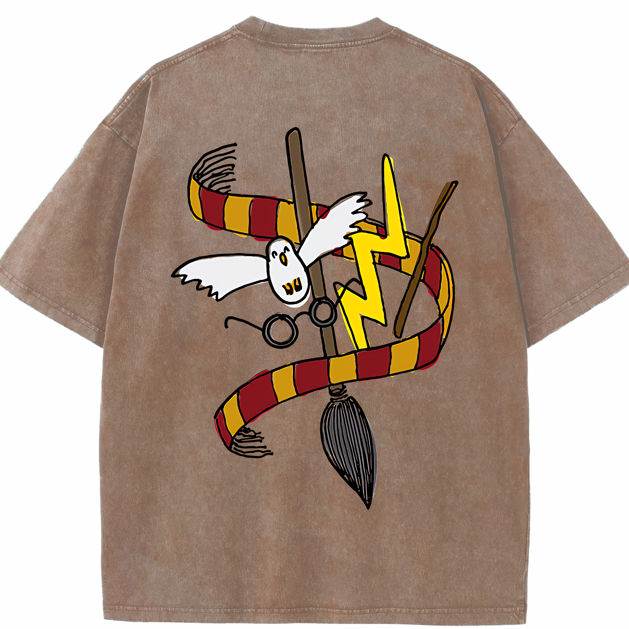 （画像用） Harry Potter ハリー・ポッターシリーズ 綿100% ヴィンテージ風 半袖Tシャツ（背面プリント）