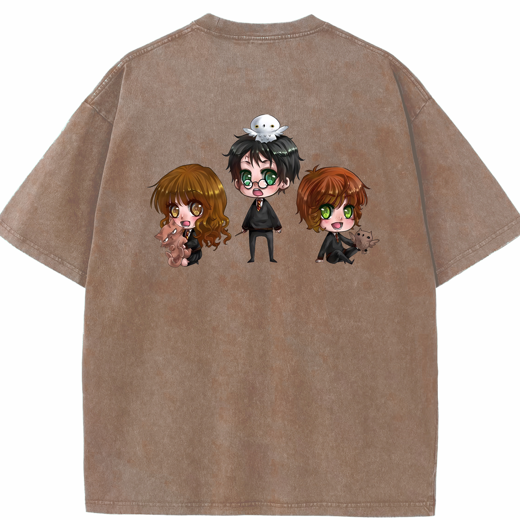 （画像用） Harry Potter ハリー・ポッターシリーズ 綿100% ヴィンテージ風 半袖Tシャツ（背面プリント）