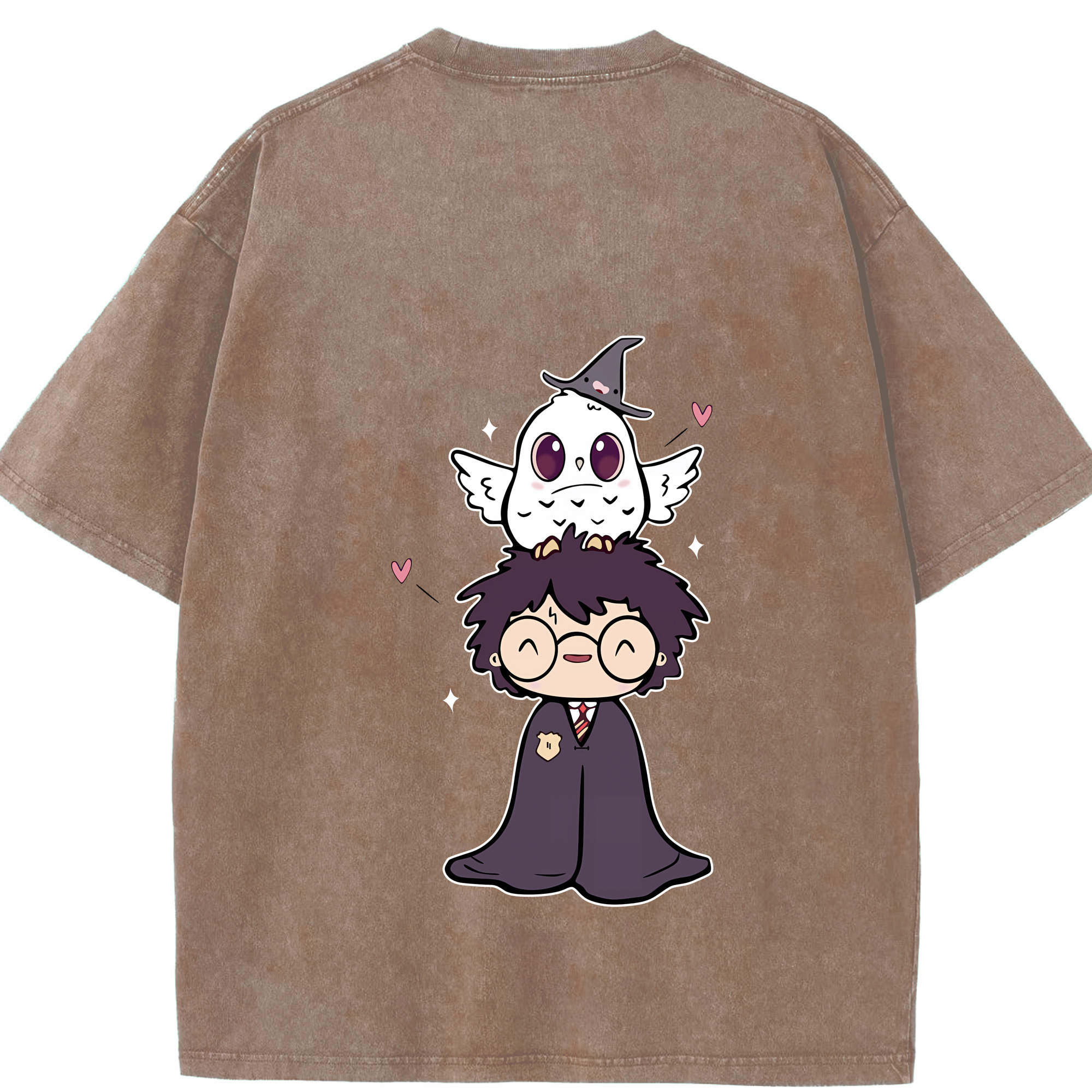 （画像用） Harry Potter ハリー・ポッターシリーズ 綿100% ヴィンテージ風 半袖Tシャツ（背面プリント）