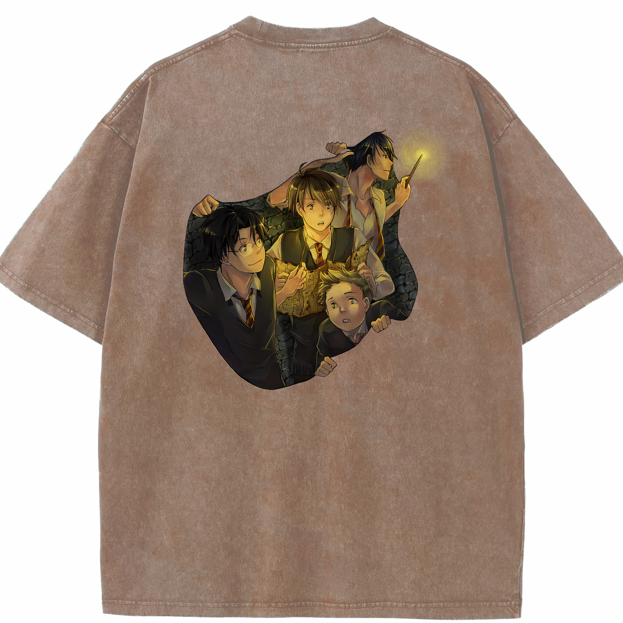 （画像用） Harry Potter ハリー・ポッターシリーズ 綿100% ヴィンテージ風 半袖Tシャツ（背面プリント）