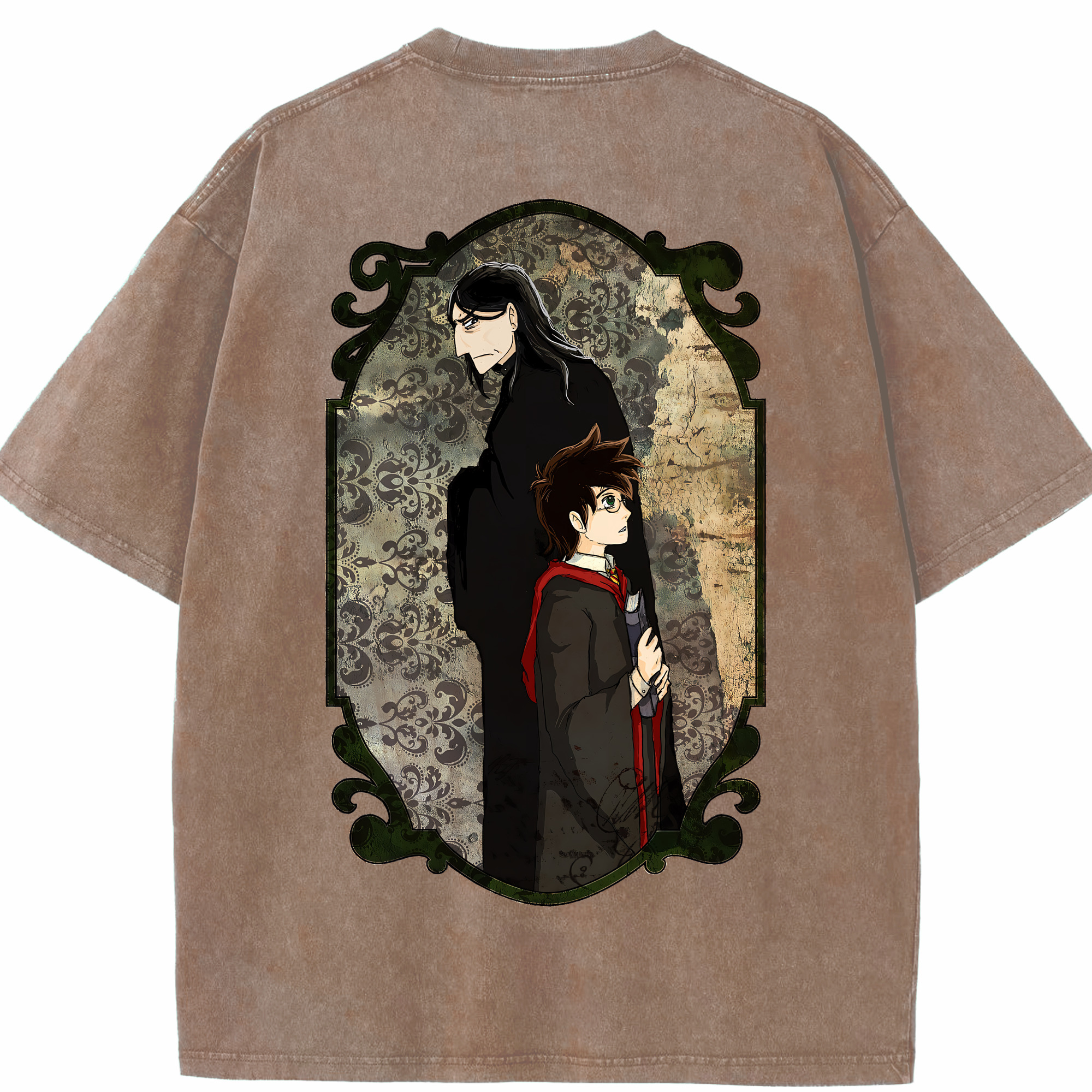 （画像用） Harry Potter ハリー・ポッターシリーズ 綿100% ヴィンテージ風 半袖Tシャツ（背面プリント）