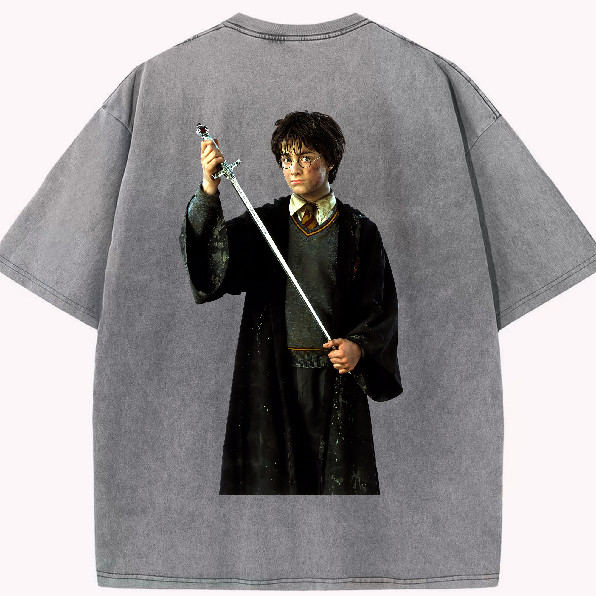 （画像用） Harry Potter ハリー・ポッターシリーズ 綿100% ヴィンテージ風 半袖Tシャツ（背面プリント）