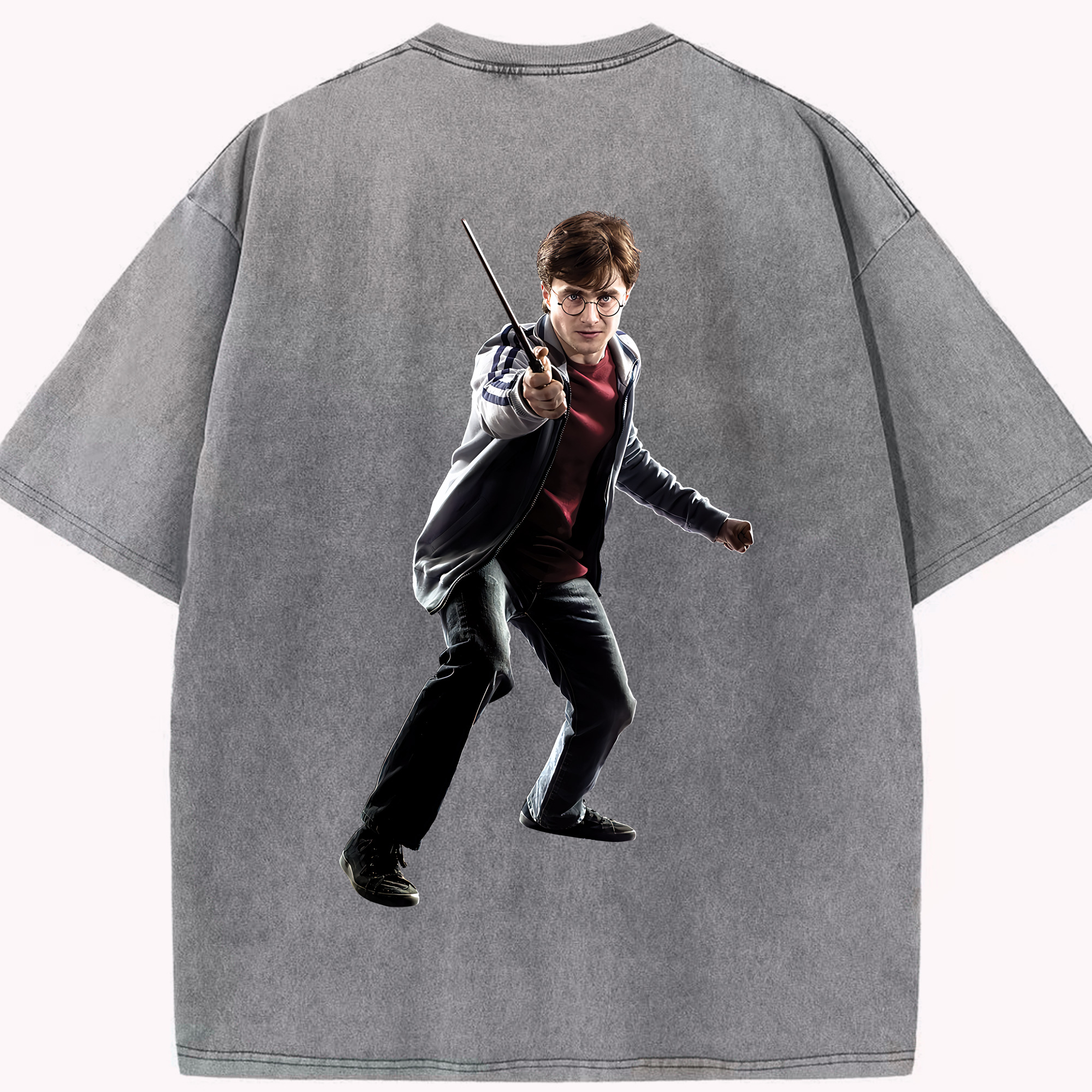 （画像用） Harry Potter ハリー・ポッターシリーズ 綿100% ヴィンテージ風 半袖Tシャツ（背面プリント）