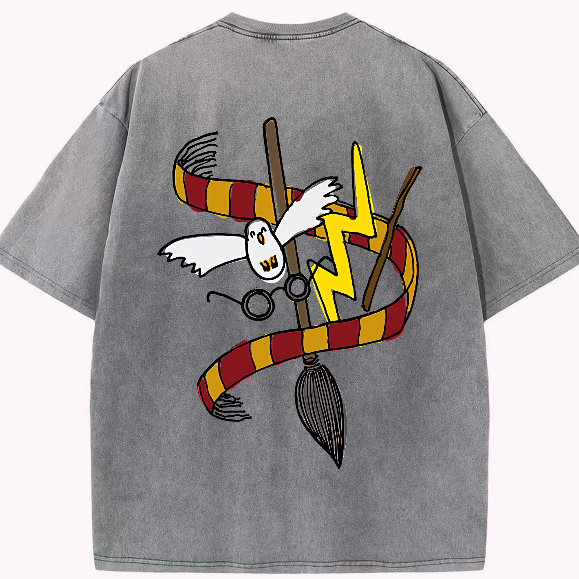 （画像用） Harry Potter ハリー・ポッターシリーズ 綿100% ヴィンテージ風 半袖Tシャツ（背面プリント）