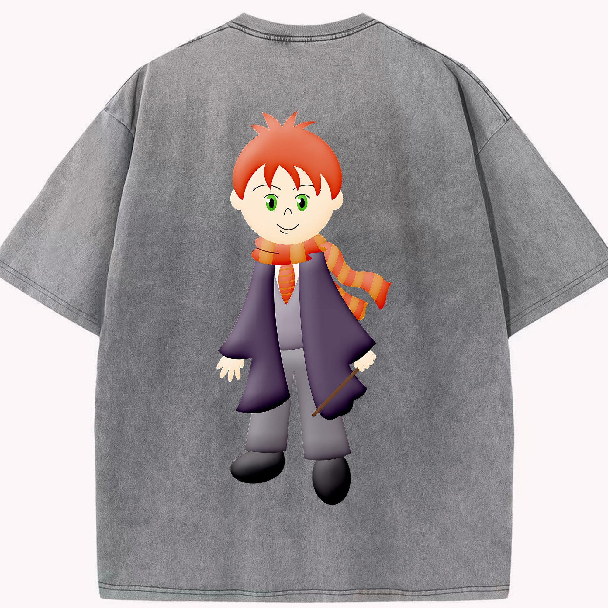 （画像用） Harry Potter ハリー・ポッターシリーズ 綿100% ヴィンテージ風 半袖Tシャツ（背面プリント）
