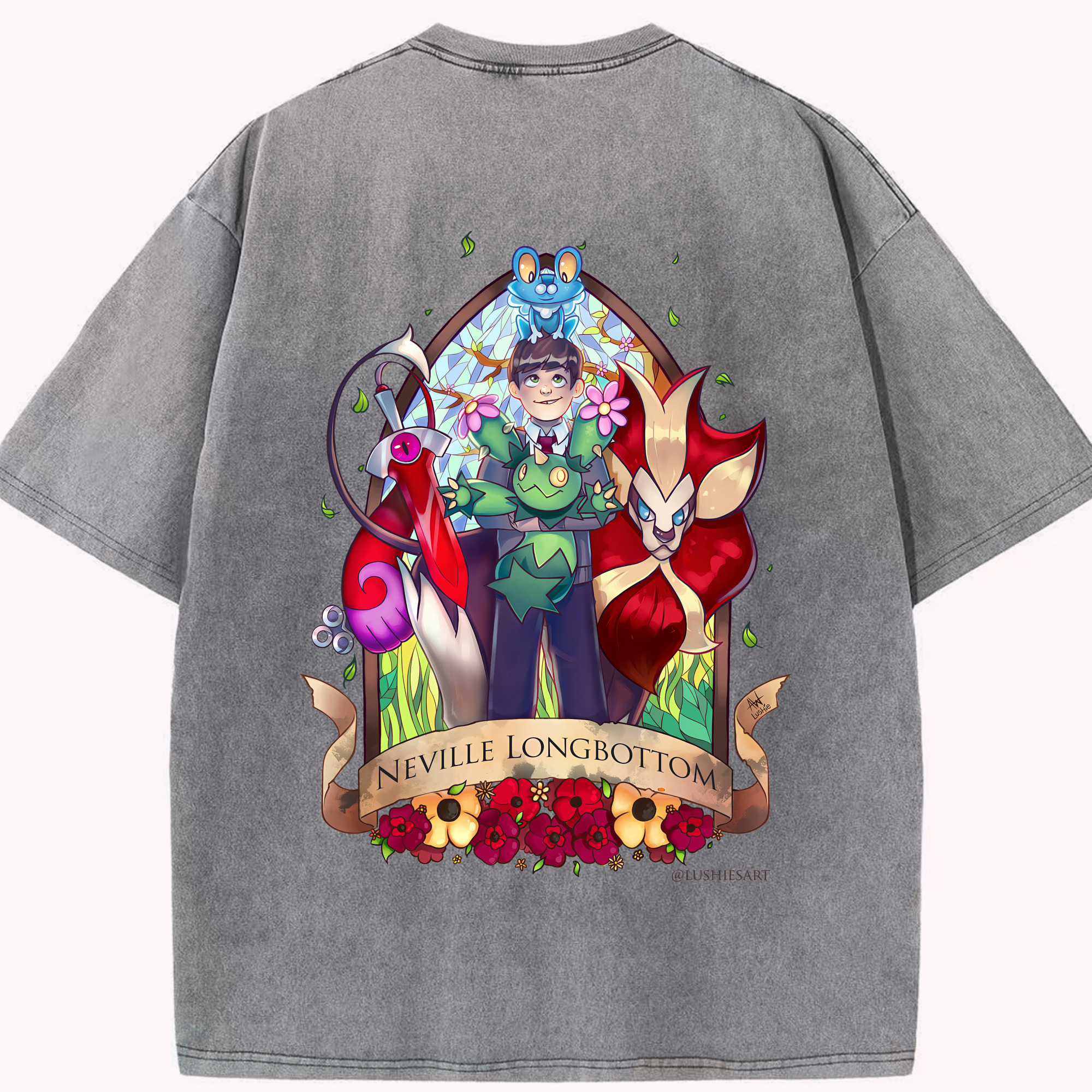 （画像用） Harry Potter ハリー・ポッターシリーズ 綿100% ヴィンテージ風 半袖Tシャツ（背面プリント）