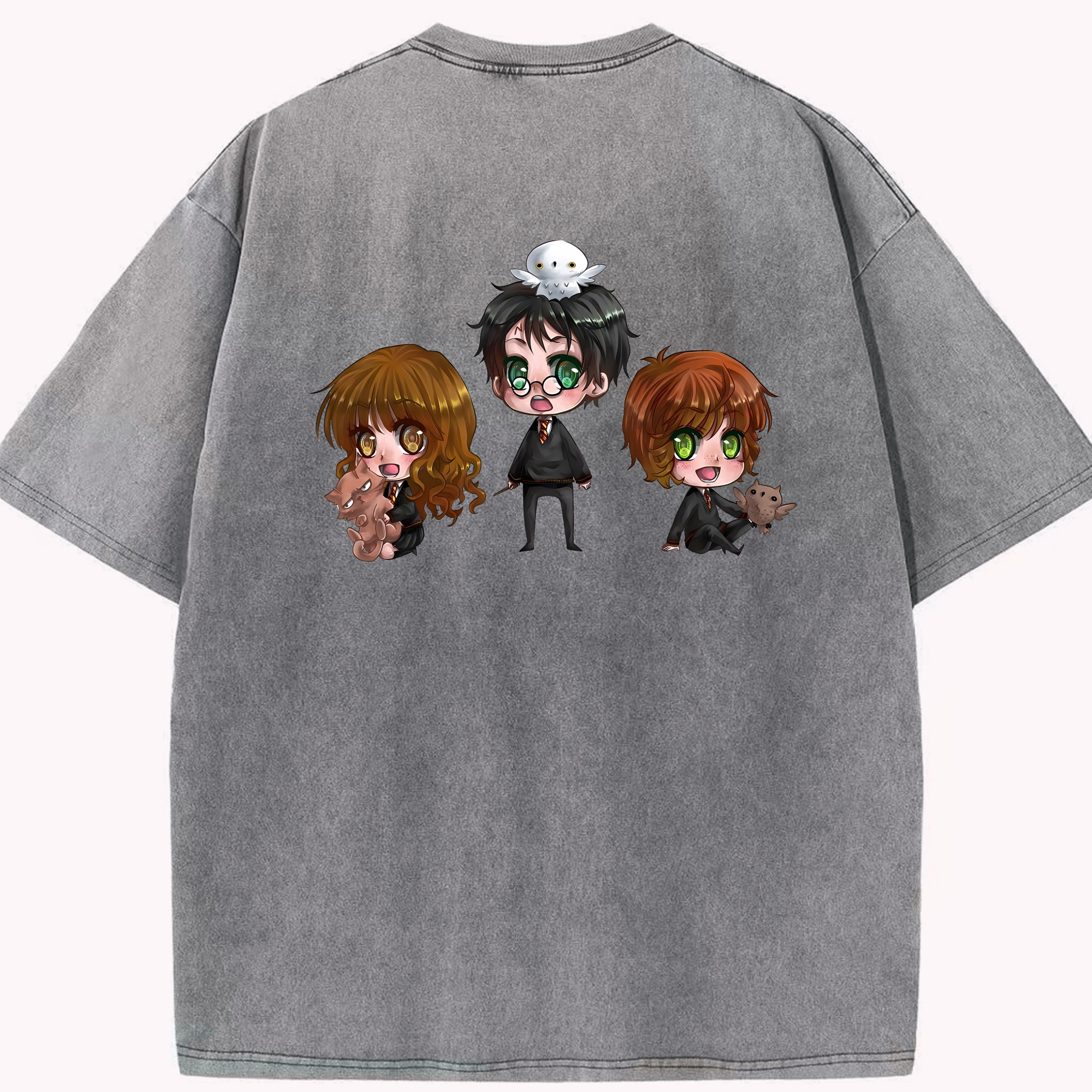 （画像用） Harry Potter ハリー・ポッターシリーズ 綿100% ヴィンテージ風 半袖Tシャツ（背面プリント）