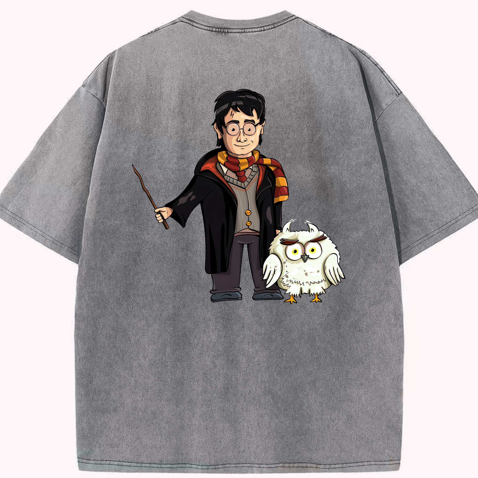 （画像用） Harry Potter ハリー・ポッターシリーズ 綿100% ヴィンテージ風 半袖Tシャツ（背面プリント）