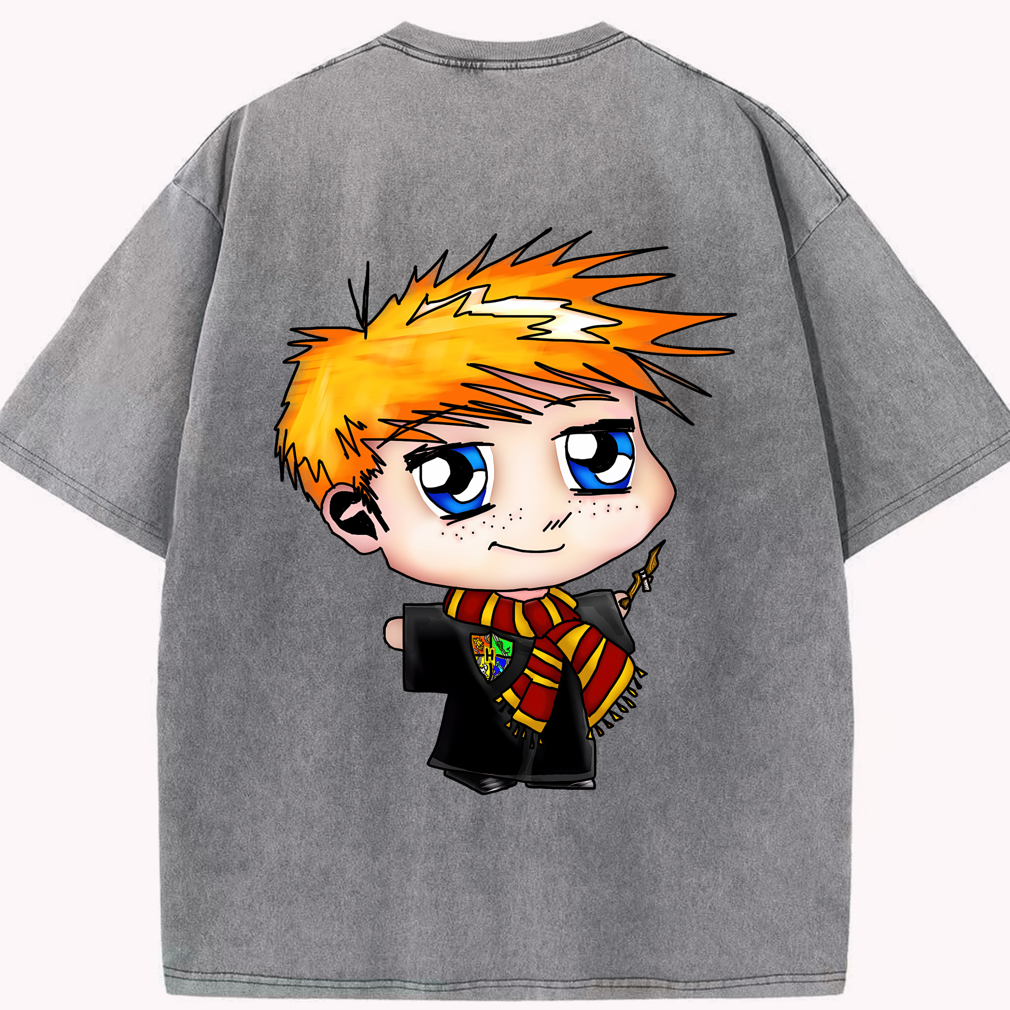 （画像用） Harry Potter ハリー・ポッターシリーズ 綿100% ヴィンテージ風 半袖Tシャツ（背面プリント）