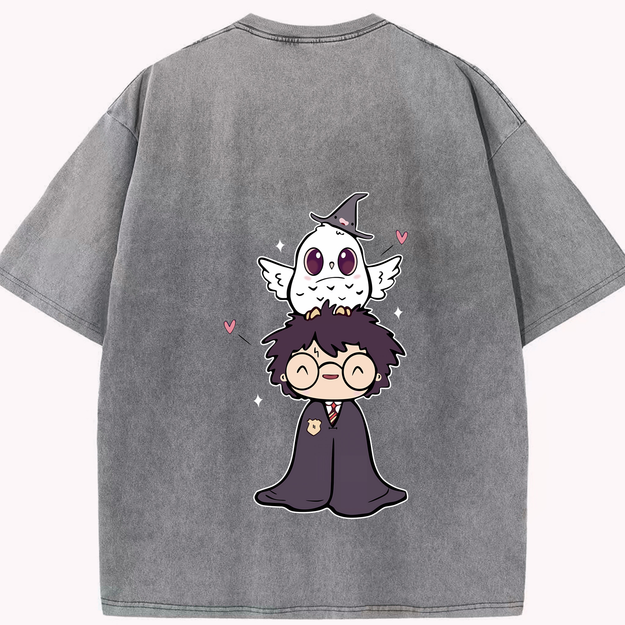 （画像用） Harry Potter ハリー・ポッターシリーズ 綿100% ヴィンテージ風 半袖Tシャツ（背面プリント）