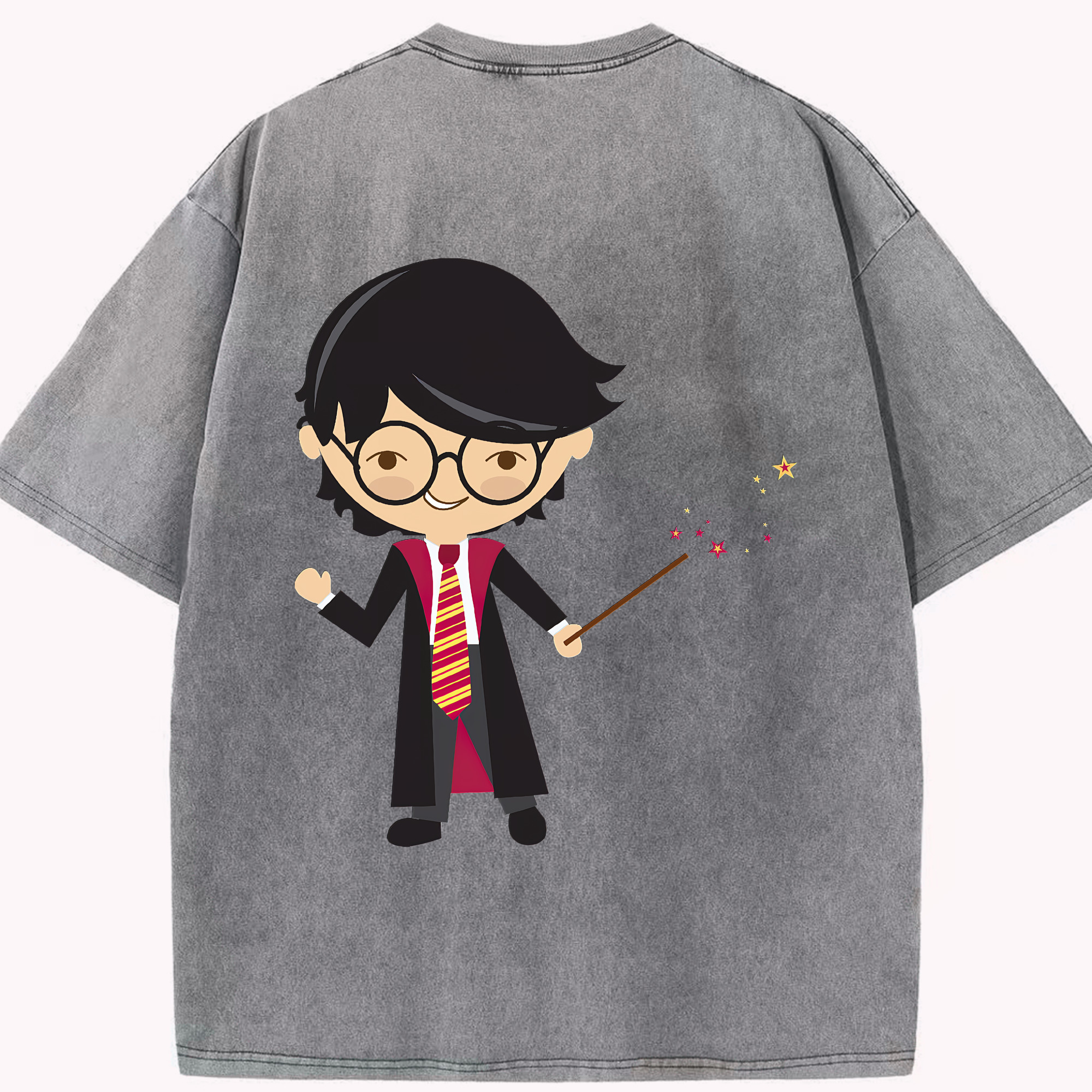 （画像用） Harry Potter ハリー・ポッターシリーズ 綿100% ヴィンテージ風 半袖Tシャツ（背面プリント）