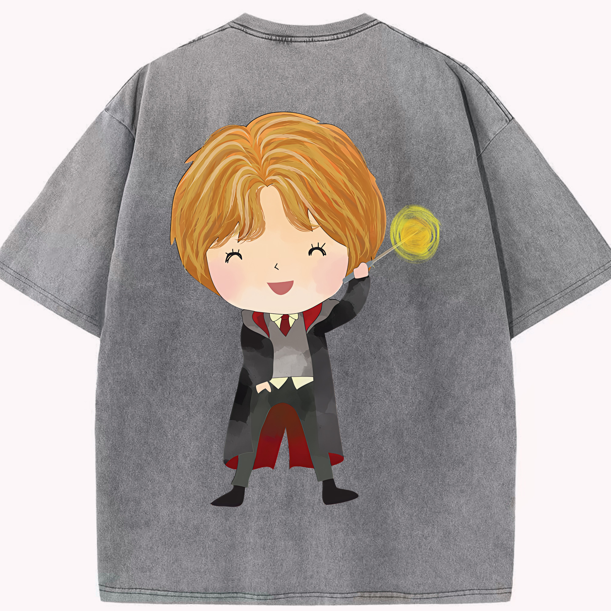 （画像用） Harry Potter ハリー・ポッターシリーズ 綿100% ヴィンテージ風 半袖Tシャツ（背面プリント）
