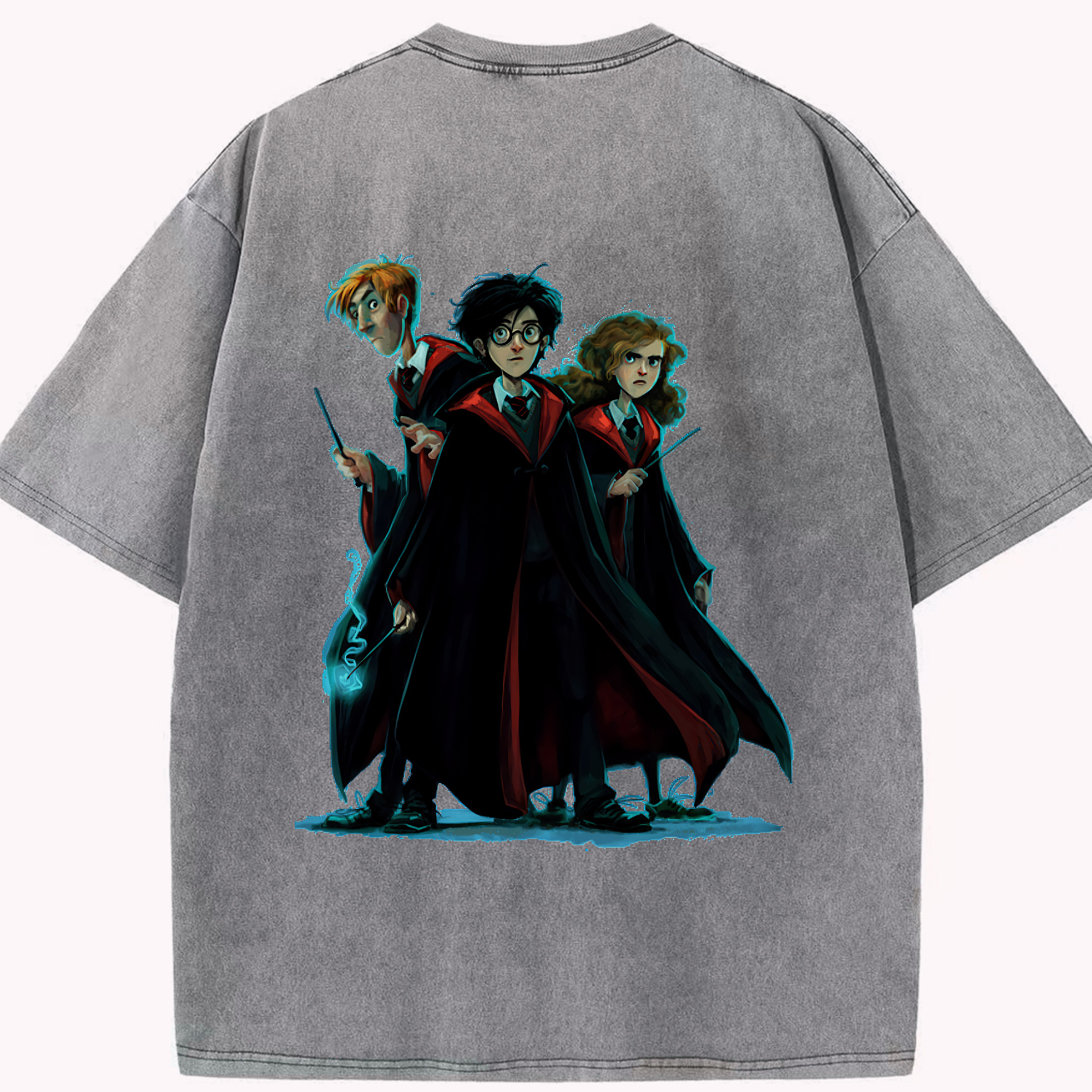 （画像用） Harry Potter ハリー・ポッターシリーズ 綿100% ヴィンテージ風 半袖Tシャツ（背面プリント）