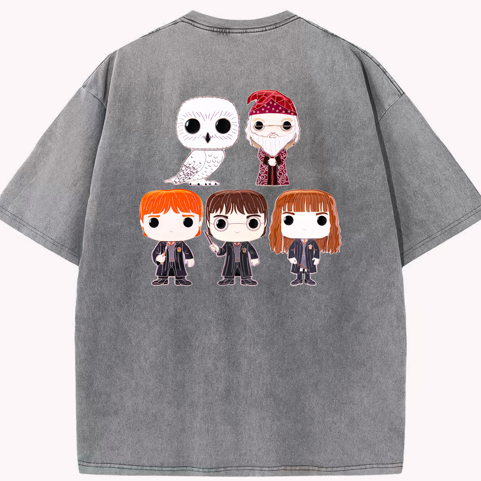 （画像用） Harry Potter ハリー・ポッターシリーズ 綿100% ヴィンテージ風 半袖Tシャツ（背面プリント）