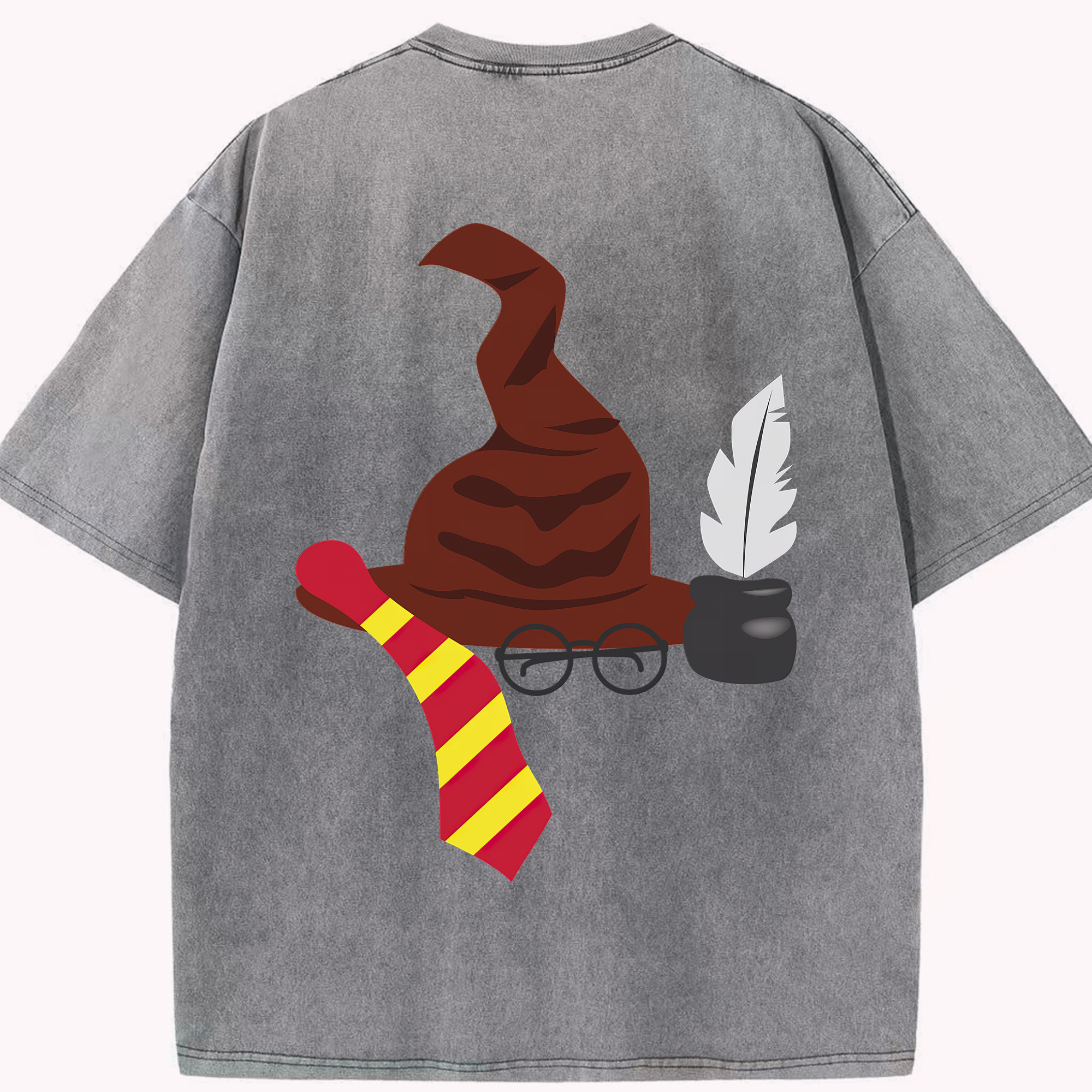 （画像用） Harry Potter ハリー・ポッターシリーズ 綿100% ヴィンテージ風 半袖Tシャツ（背面プリント）