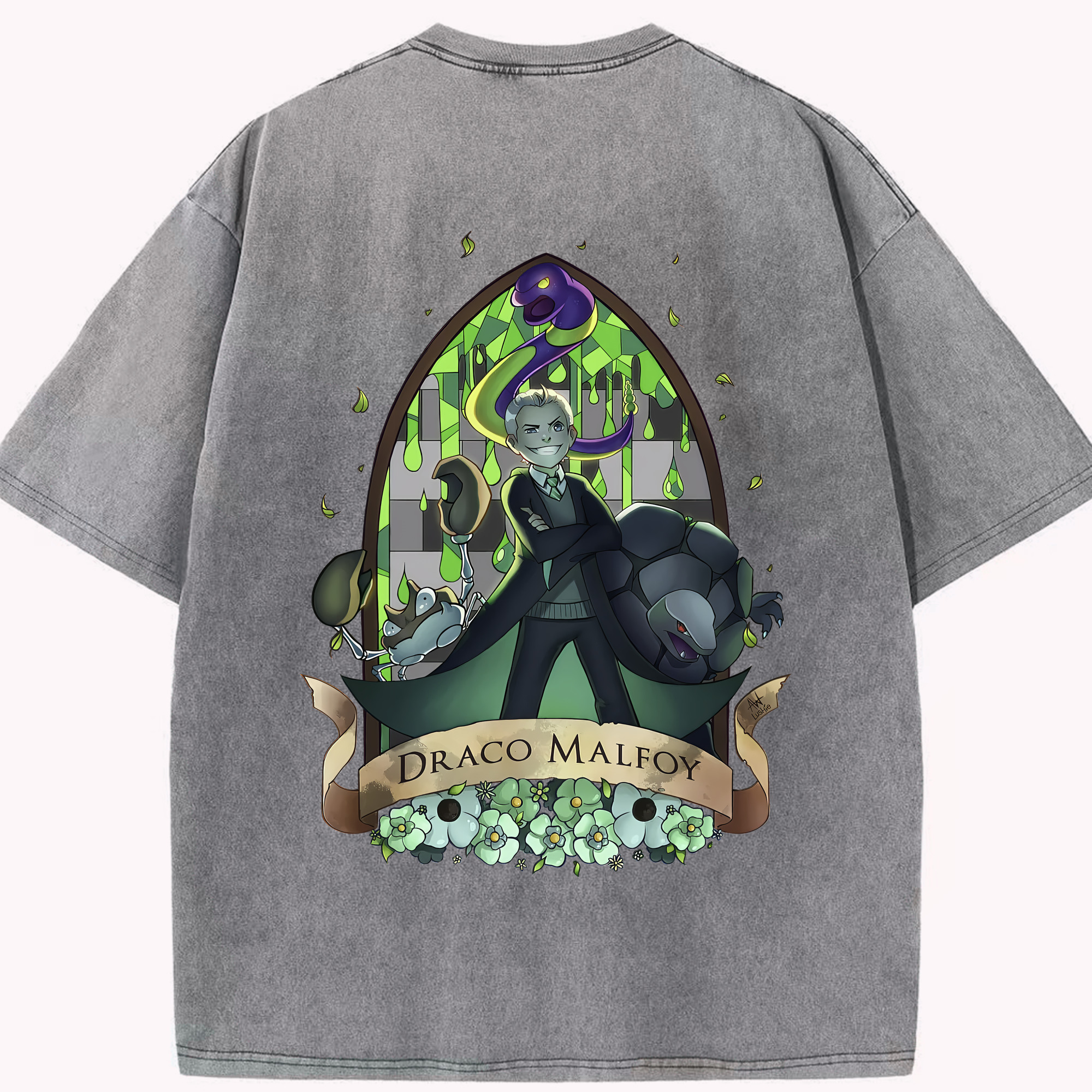 （画像用） Harry Potter ハリー・ポッターシリーズ 綿100% ヴィンテージ風 半袖Tシャツ（背面プリント）