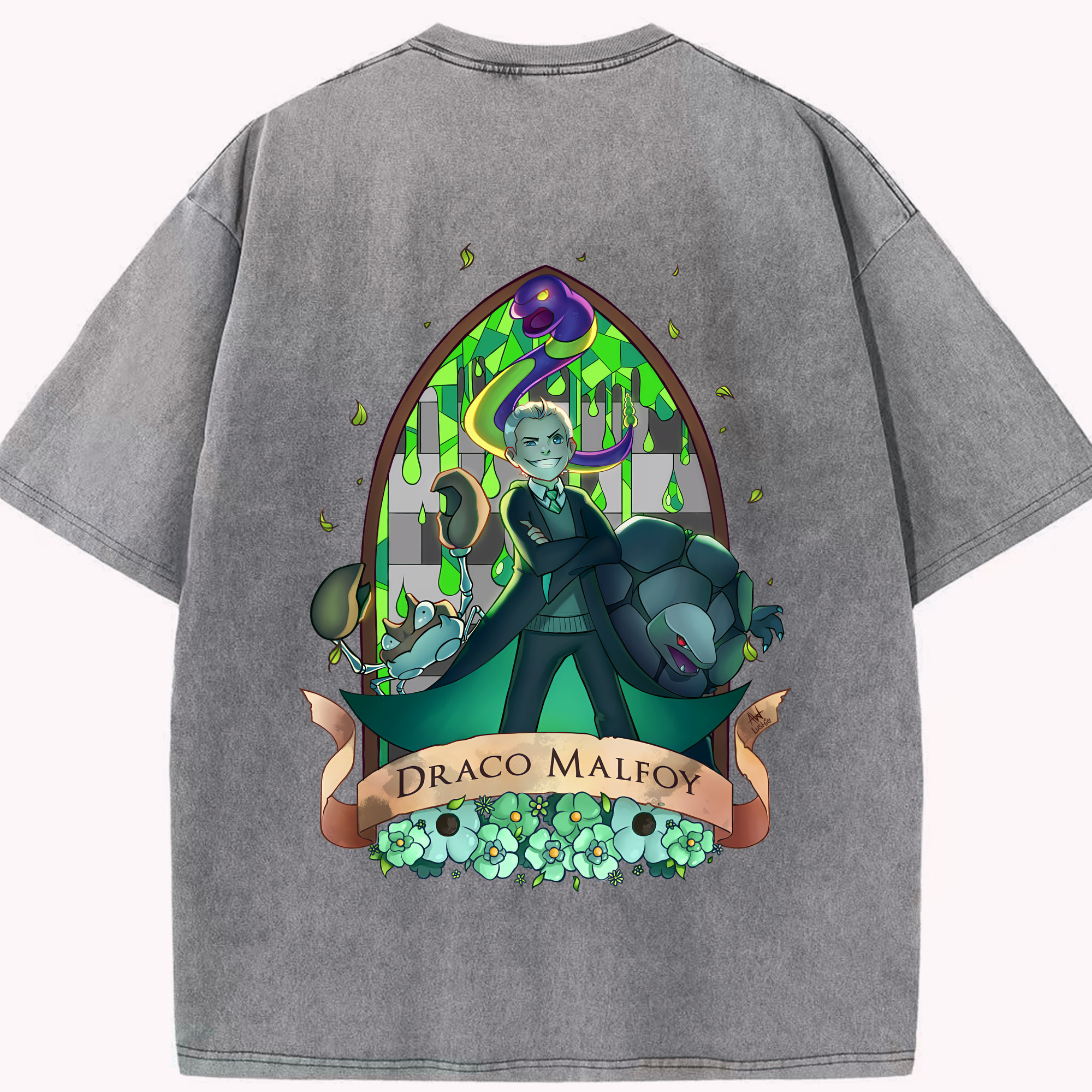 （画像用） Harry Potter ハリー・ポッターシリーズ 綿100% ヴィンテージ風 半袖Tシャツ（背面プリント）