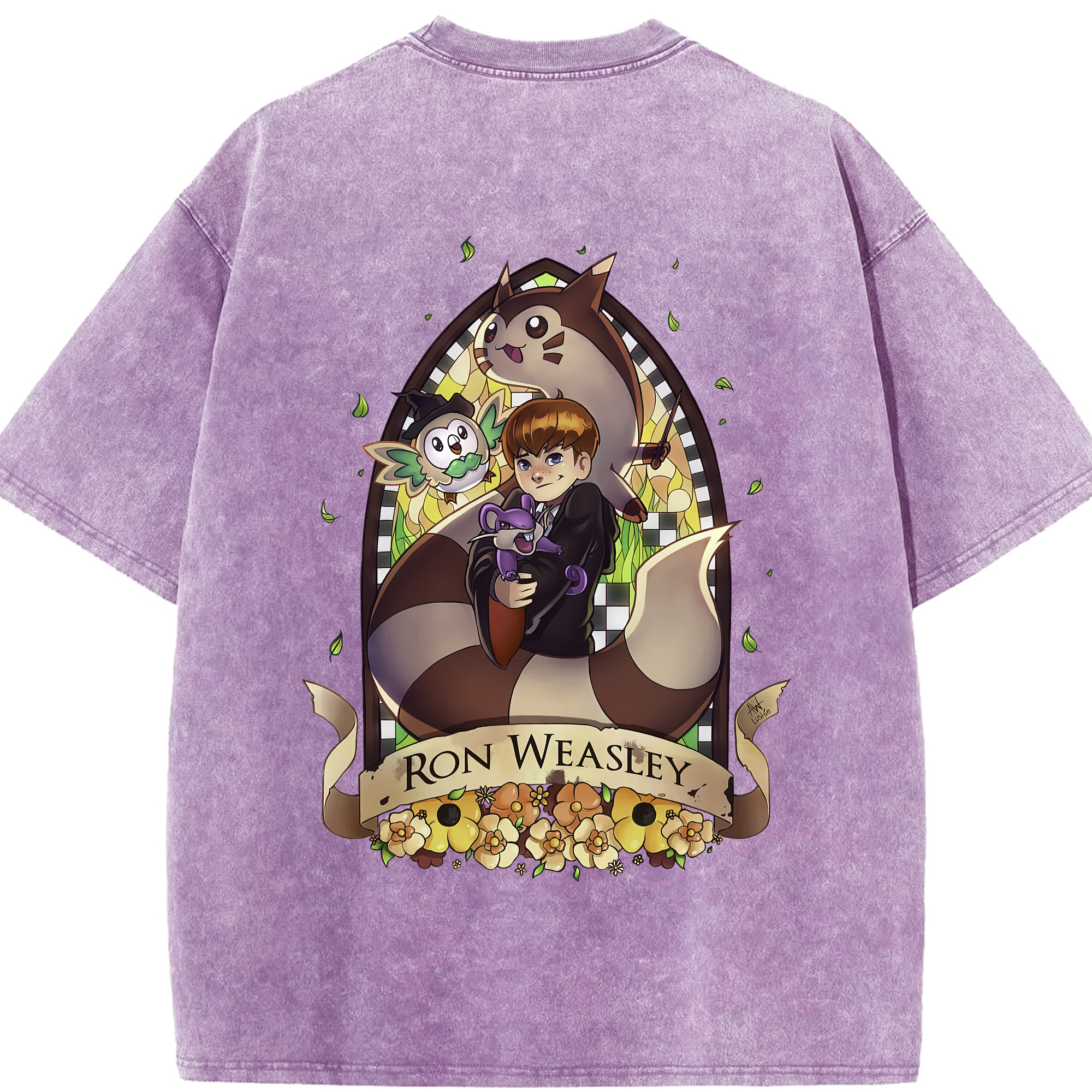 （画像用） Harry Potter ハリー・ポッターシリーズ 綿100% ヴィンテージ風 半袖Tシャツ（背面プリント）
