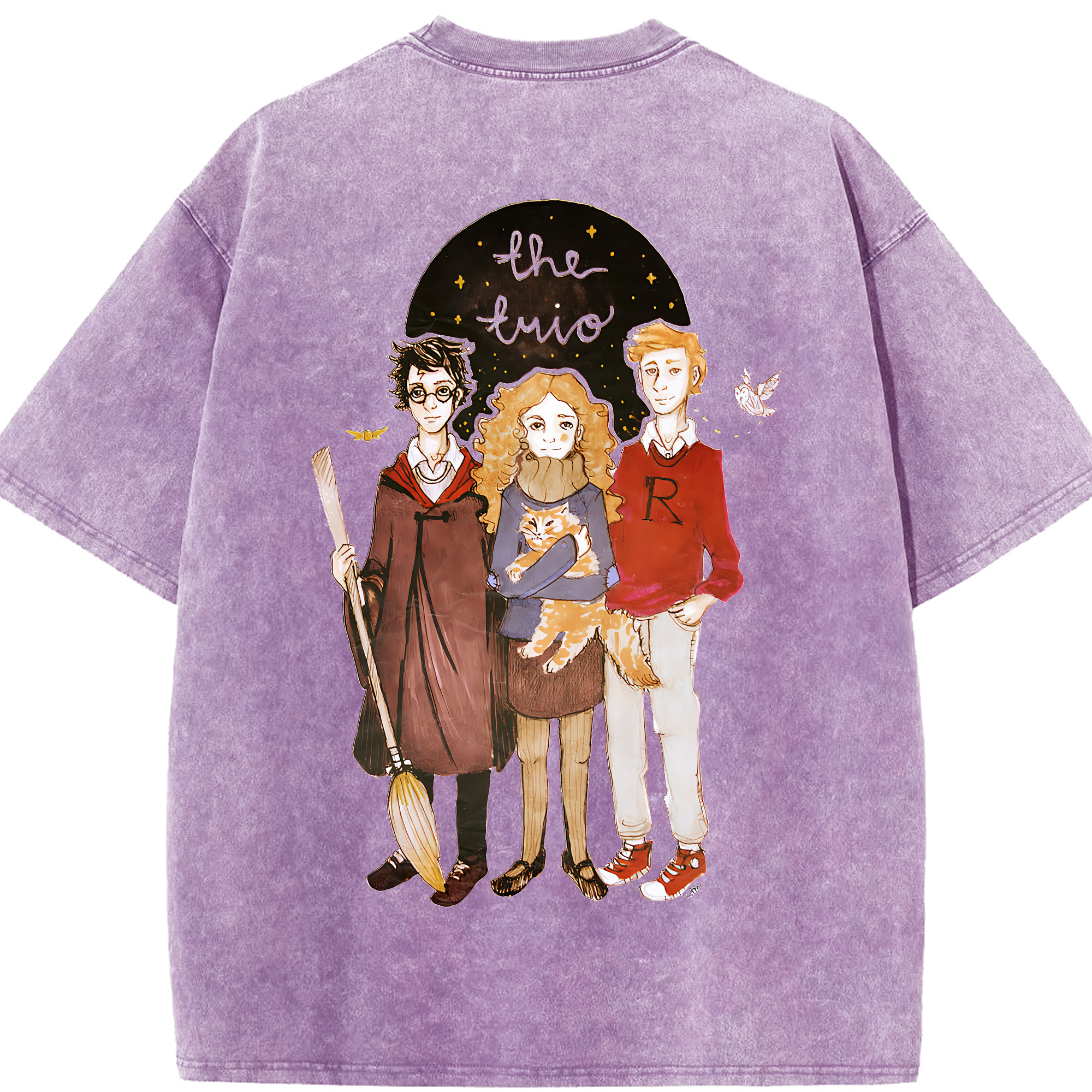 （画像用） Harry Potter ハリー・ポッターシリーズ 綿100% ヴィンテージ風 半袖Tシャツ（背面プリント）