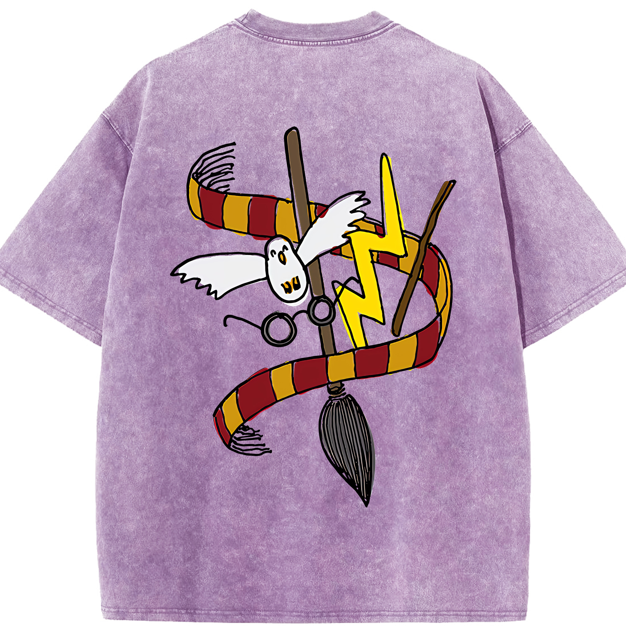 （画像用） Harry Potter ハリー・ポッターシリーズ 綿100% ヴィンテージ風 半袖Tシャツ（背面プリント）
