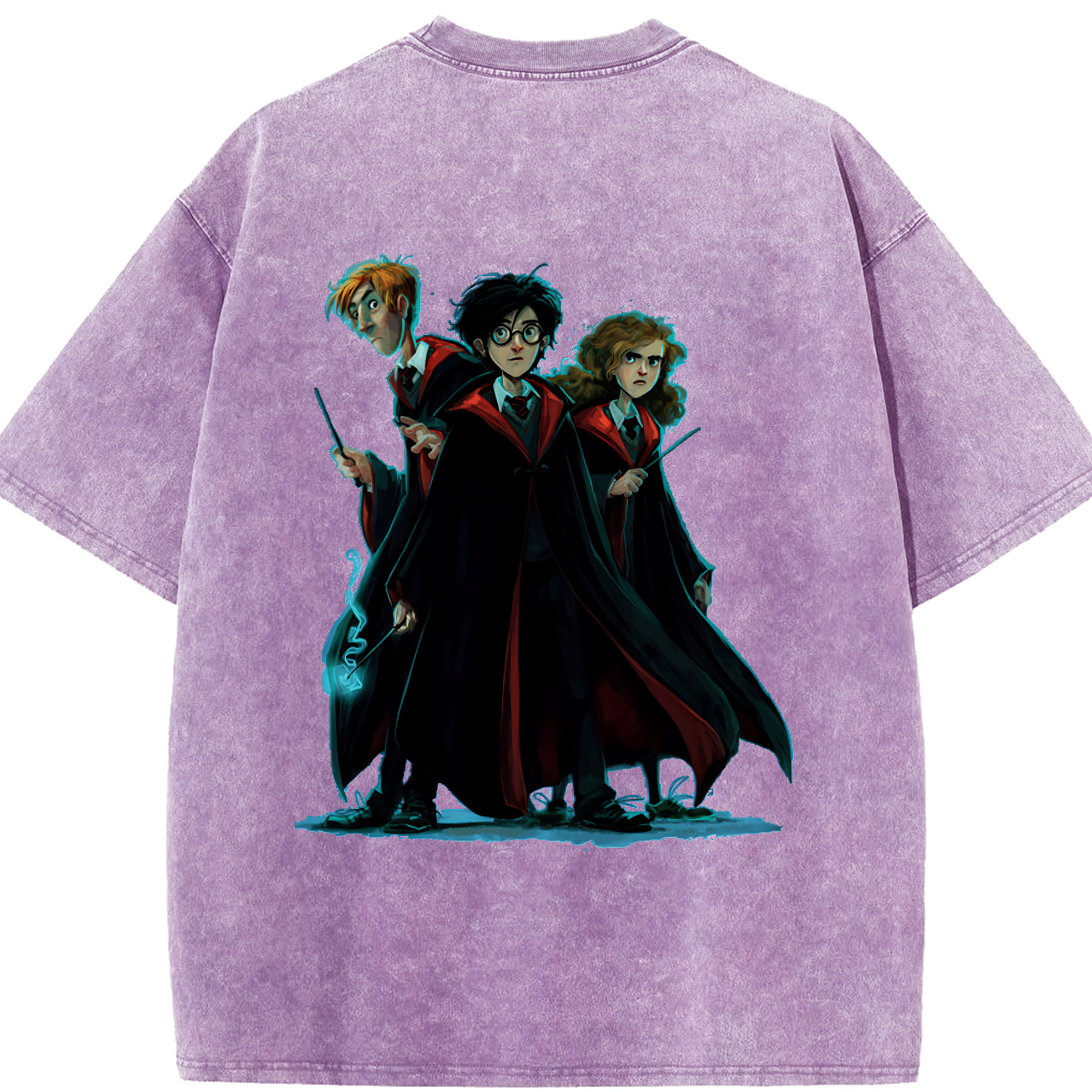 （画像用） Harry Potter ハリー・ポッターシリーズ 綿100% ヴィンテージ風 半袖Tシャツ（背面プリント）