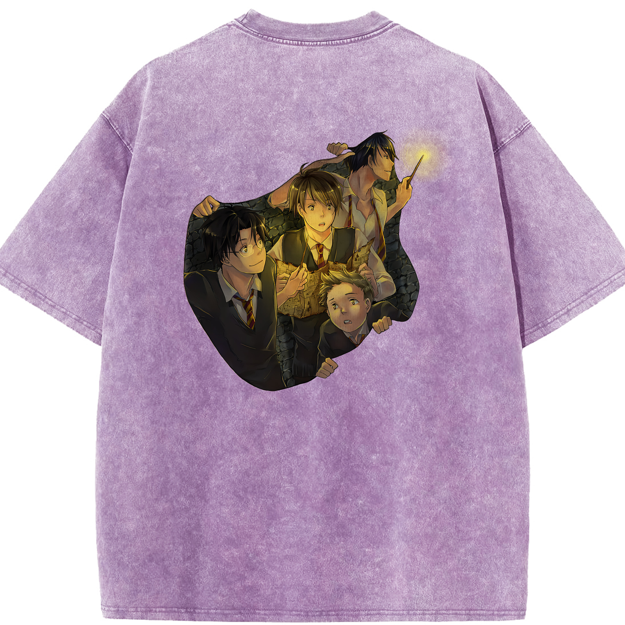 （画像用） Harry Potter ハリー・ポッターシリーズ 綿100% ヴィンテージ風 半袖Tシャツ（背面プリント）