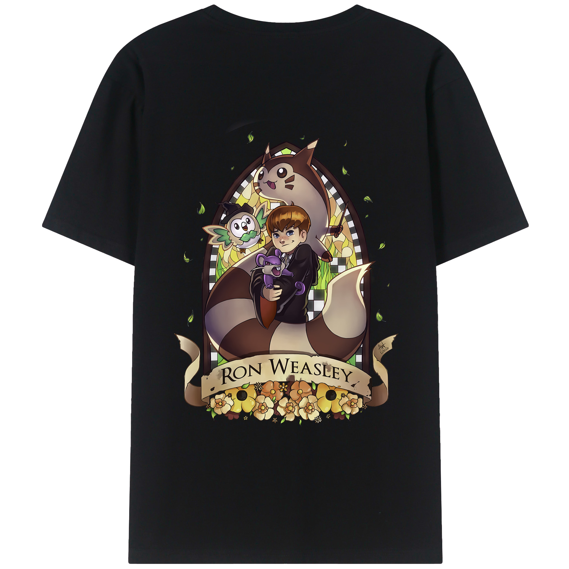 （画像用） Harry Potter ハリー・ポッターシリーズ 綿100％ メンズ半袖Tシャツ（バックプリント） 通気性