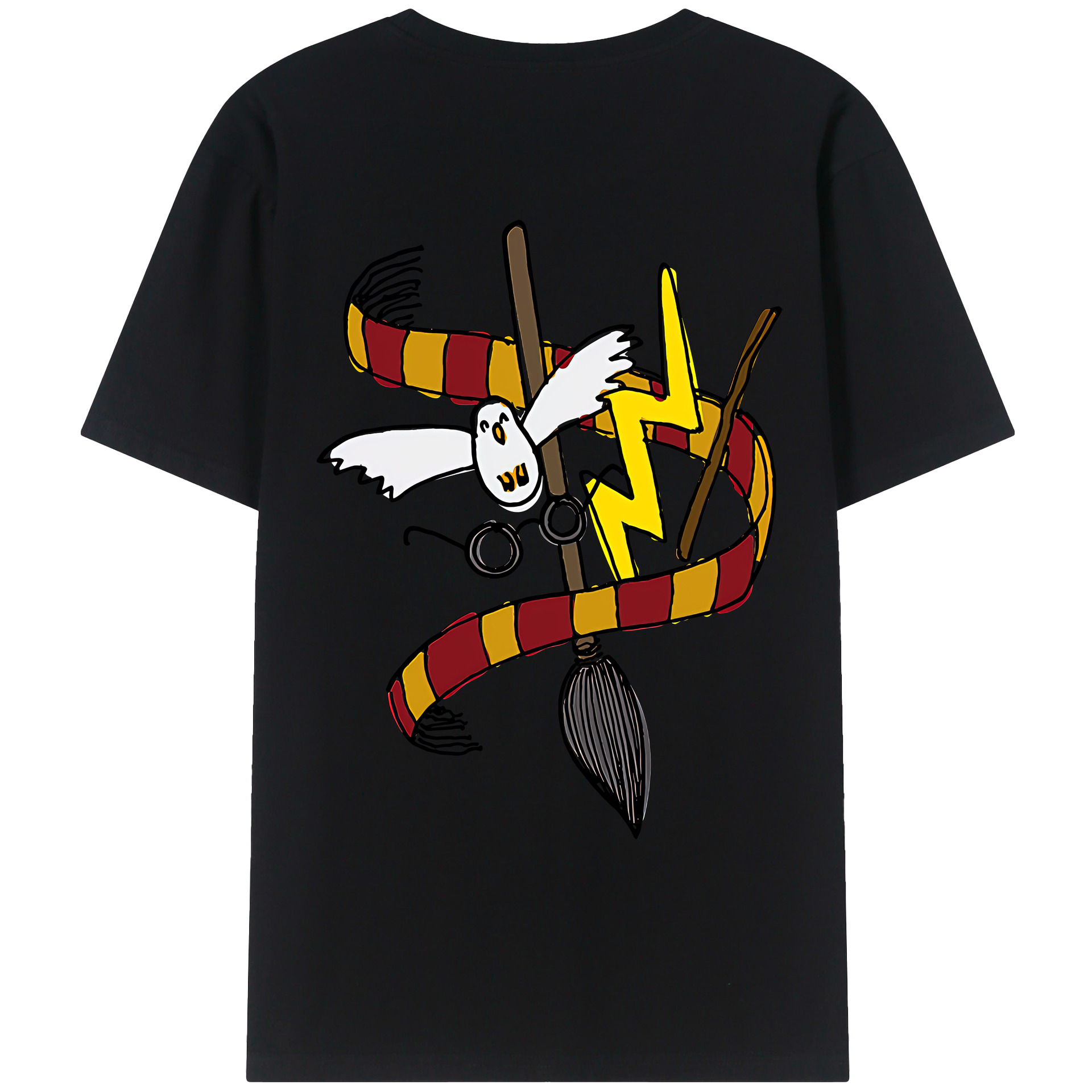 （画像用） Harry Potter ハリー・ポッターシリーズ 綿100％ メンズ半袖Tシャツ（バックプリント） 通気性