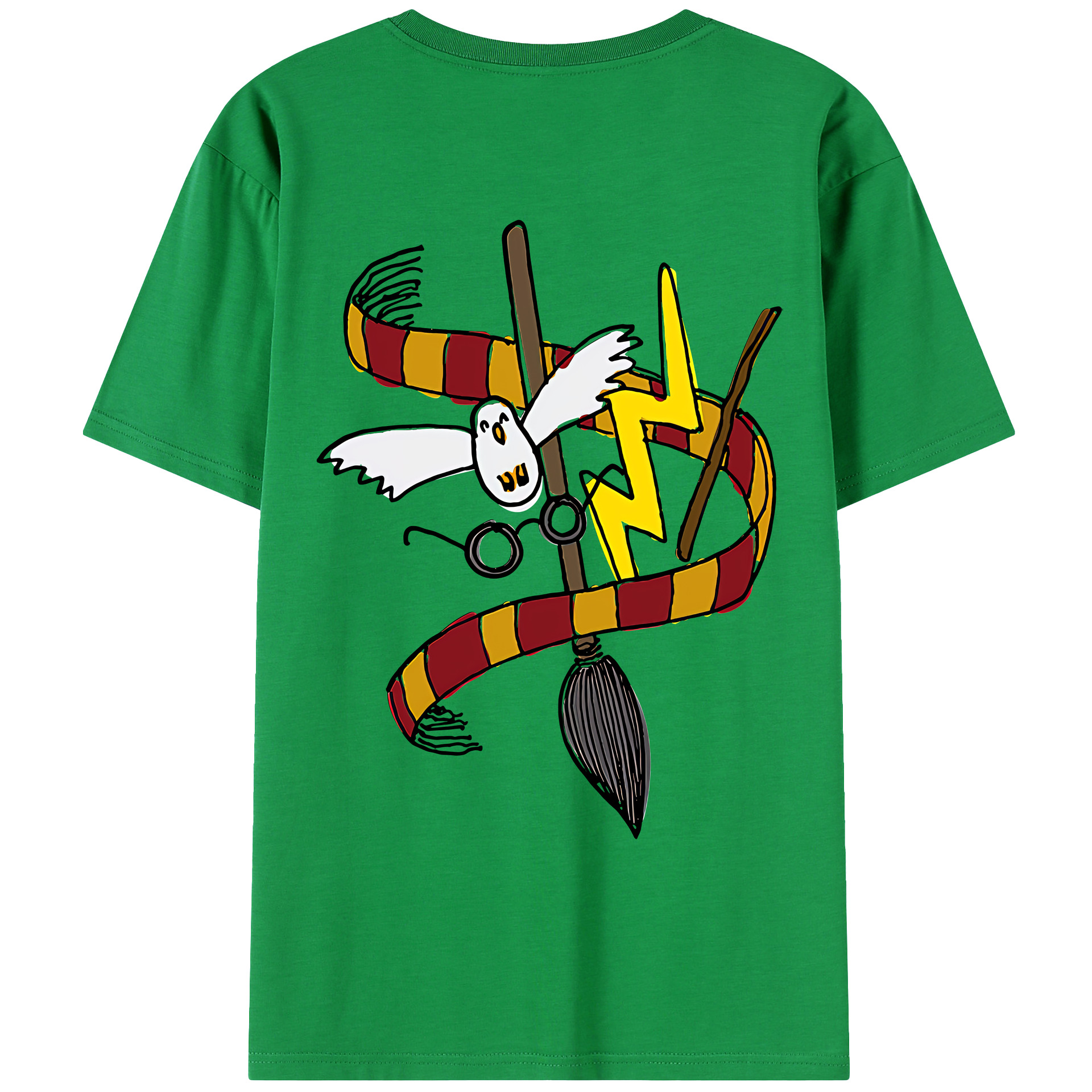 （画像用） Harry Potter ハリー・ポッターシリーズ 綿100％ メンズ半袖Tシャツ（バックプリント） 通気性