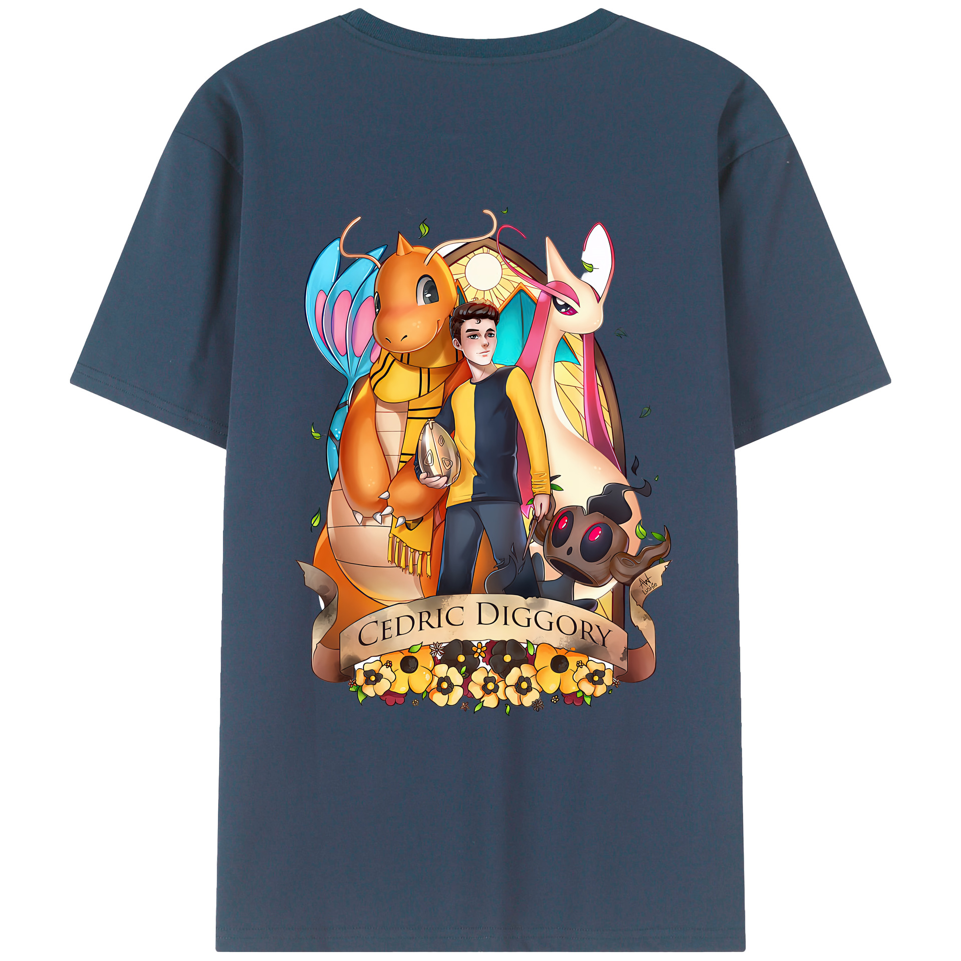 （画像用） Harry Potter ハリー・ポッターシリーズ 綿100％ メンズ半袖Tシャツ（バックプリント） 通気性