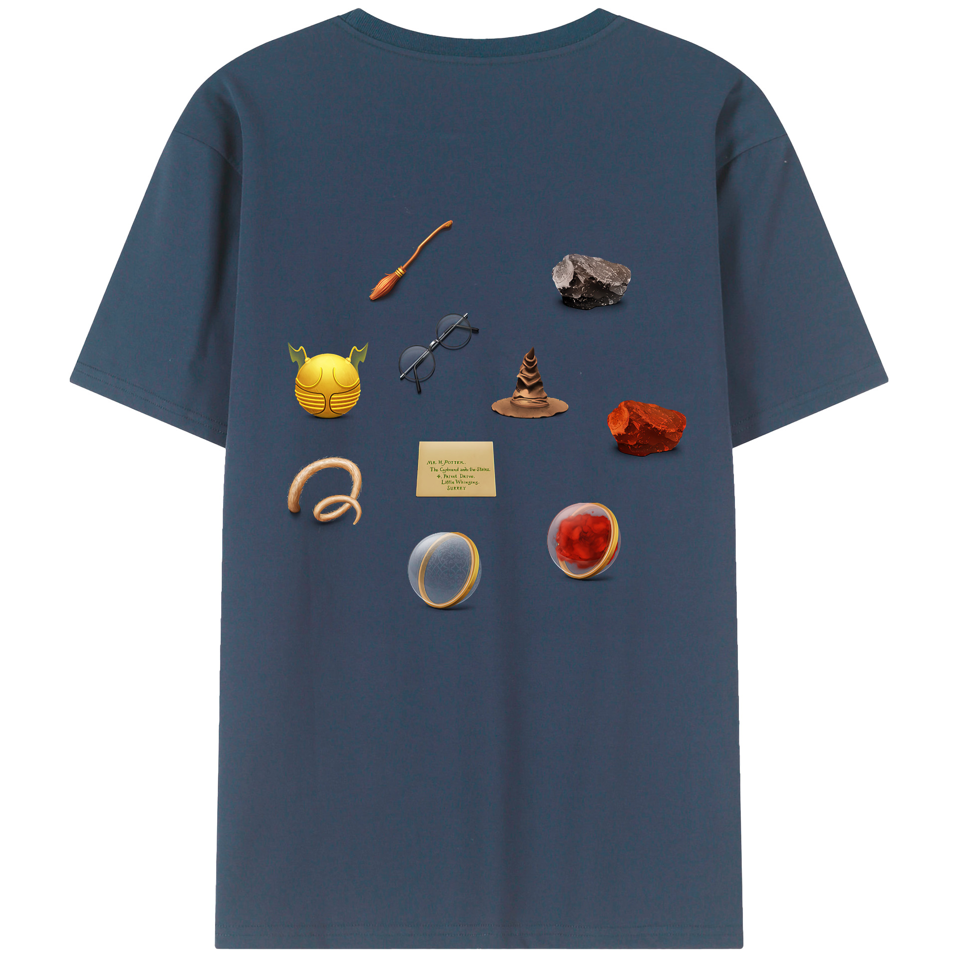 （画像用） Harry Potter ハリー・ポッターシリーズ 綿100％ メンズ半袖Tシャツ（バックプリント） 通気性