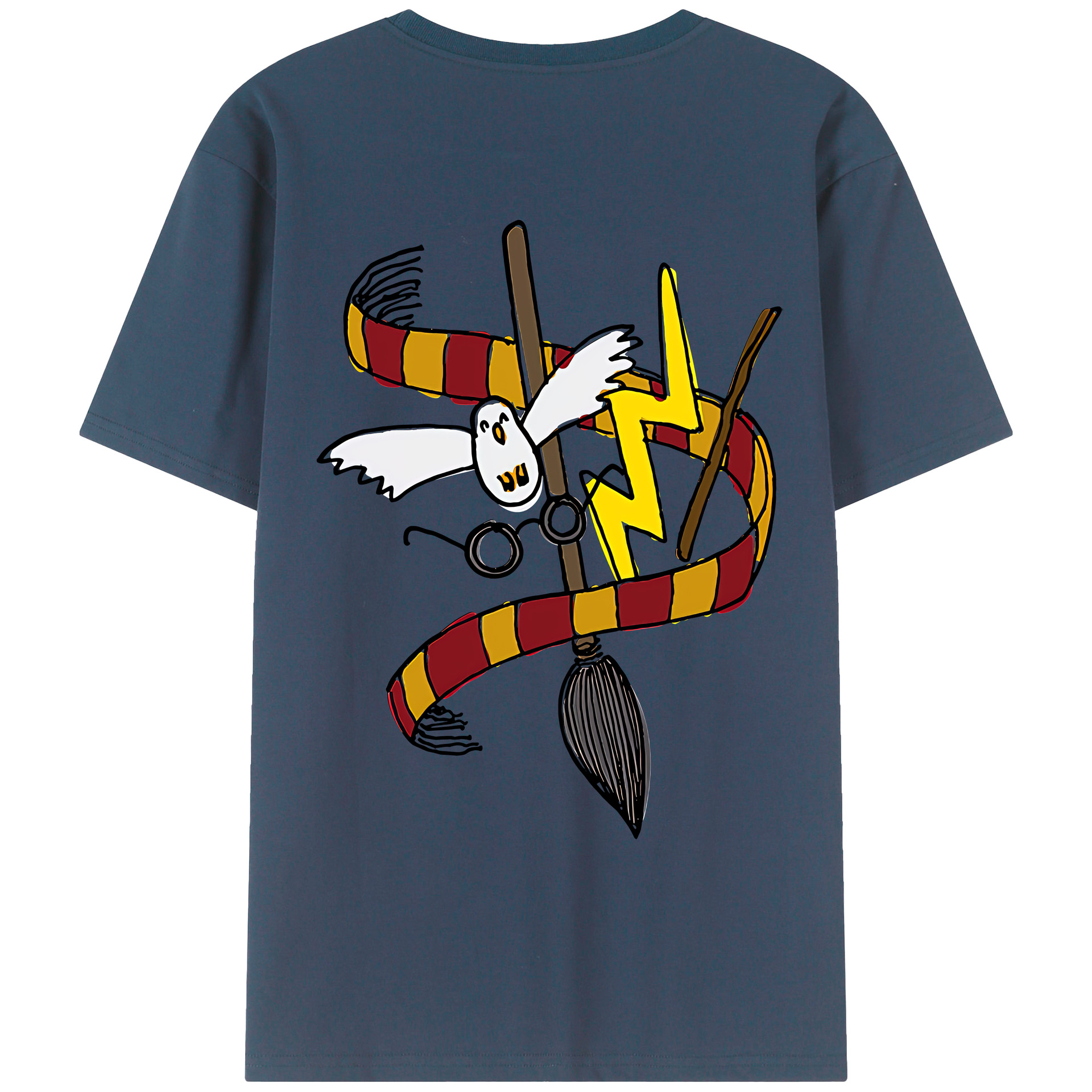 （画像用） Harry Potter ハリー・ポッターシリーズ 綿100％ メンズ半袖Tシャツ（バックプリント） 通気性