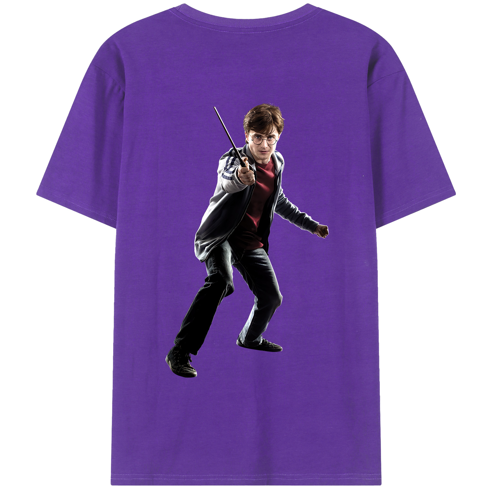 （画像用） Harry Potter ハリー・ポッターシリーズ 綿100％ メンズ半袖Tシャツ（バックプリント） 通気性
