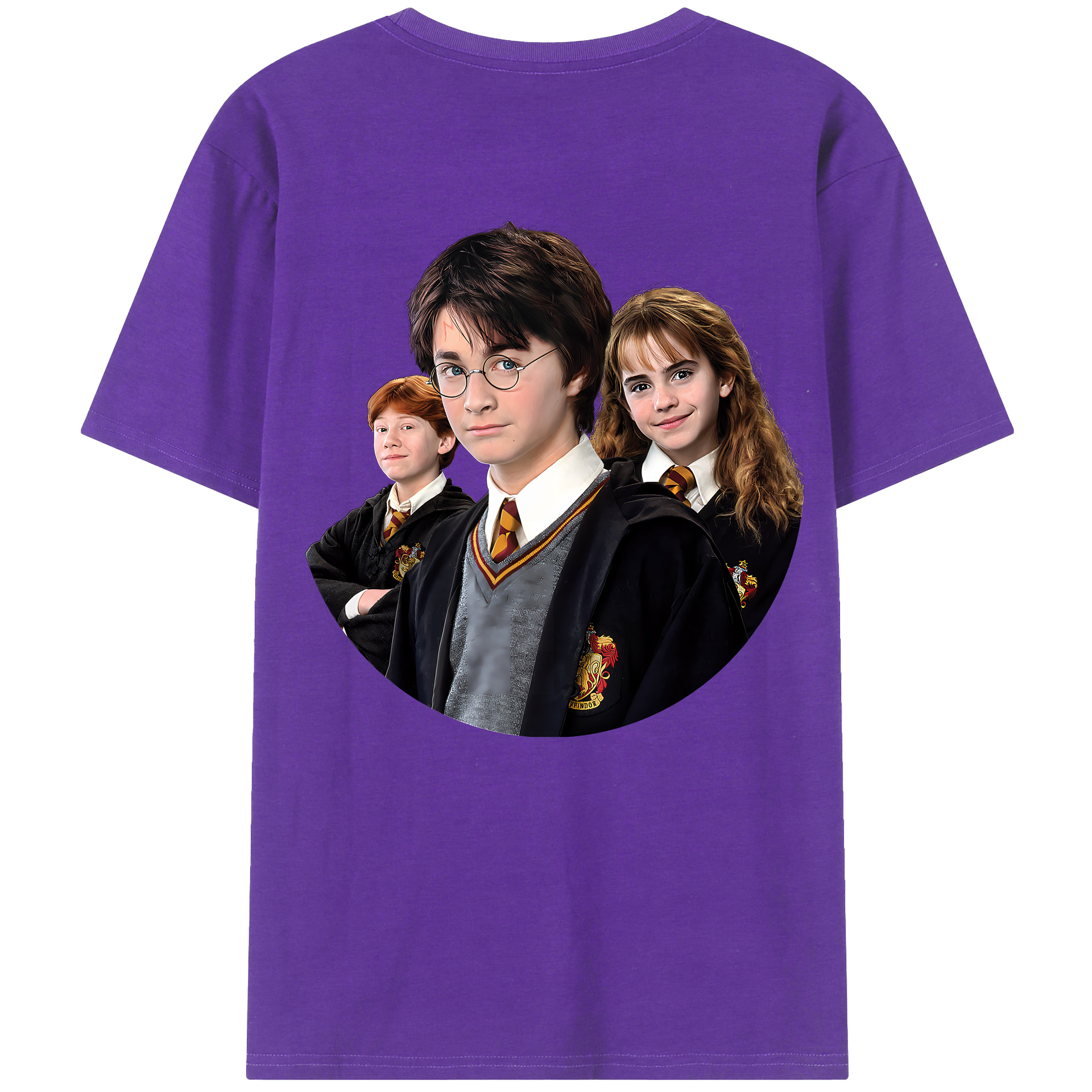 （画像用） Harry Potter ハリー・ポッターシリーズ 綿100％ メンズ半袖Tシャツ（バックプリント） 通気性
