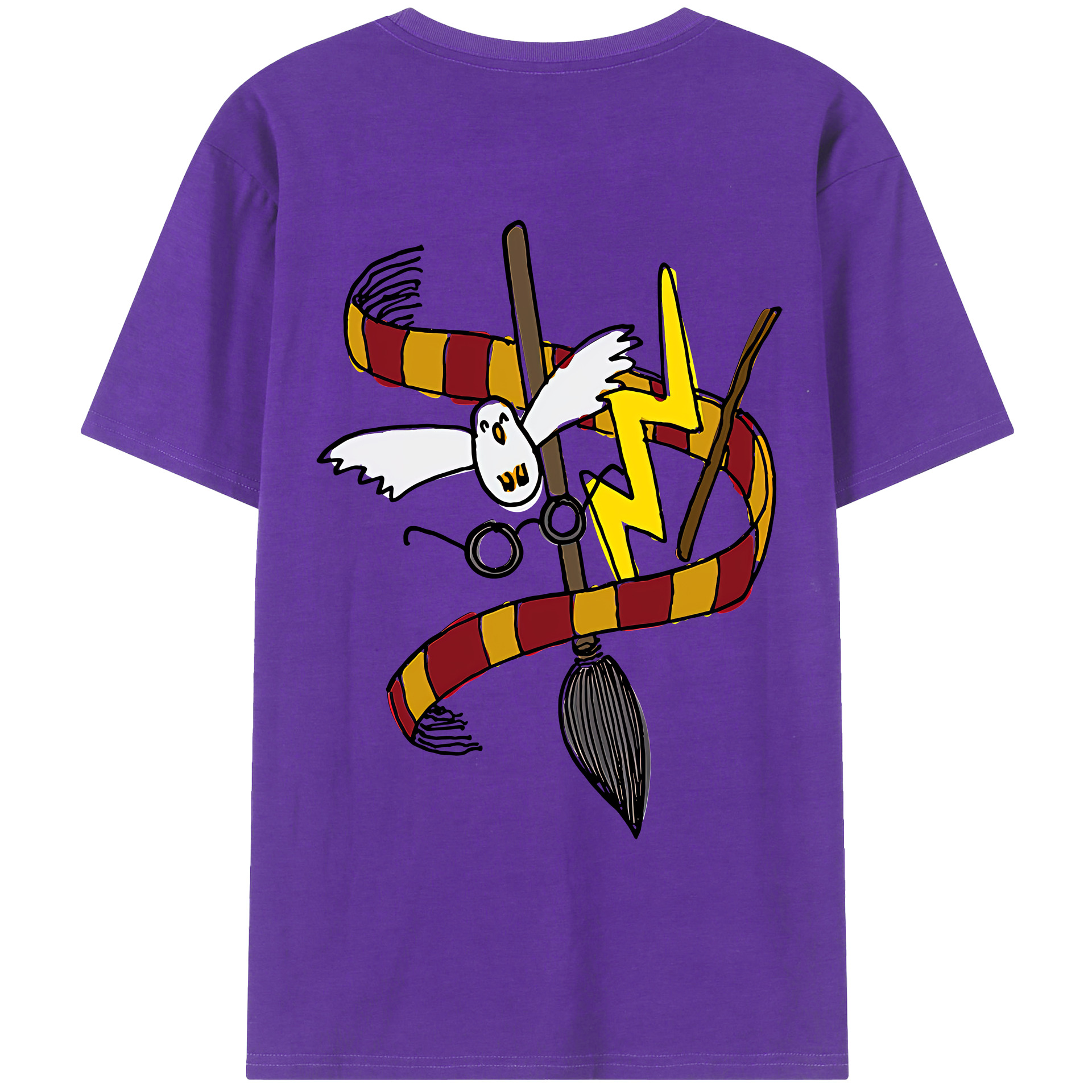 （画像用） Harry Potter ハリー・ポッターシリーズ 綿100％ メンズ半袖Tシャツ（バックプリント） 通気性