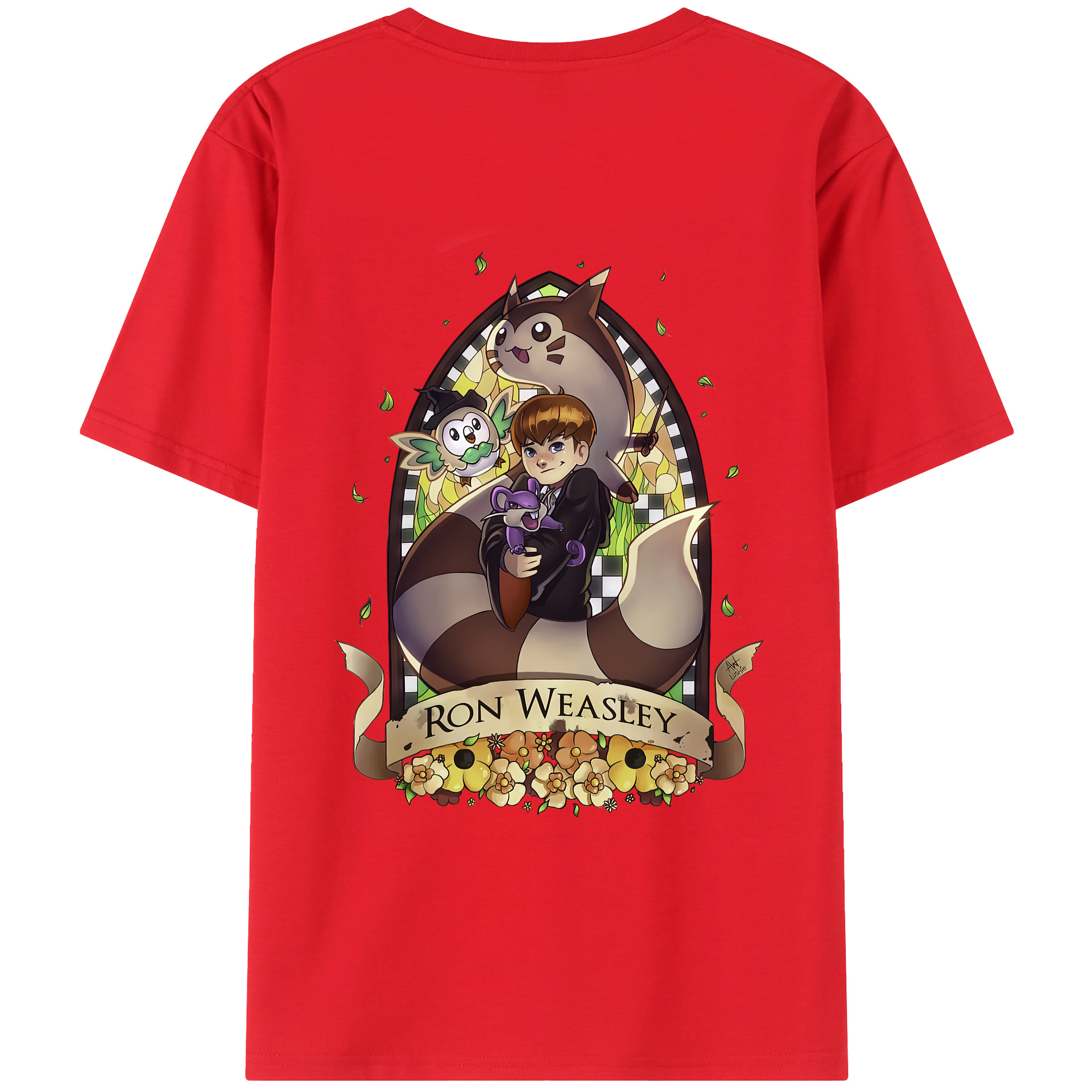 （画像用） Harry Potter ハリー・ポッターシリーズ 綿100％ メンズ半袖Tシャツ（バックプリント） 通気性