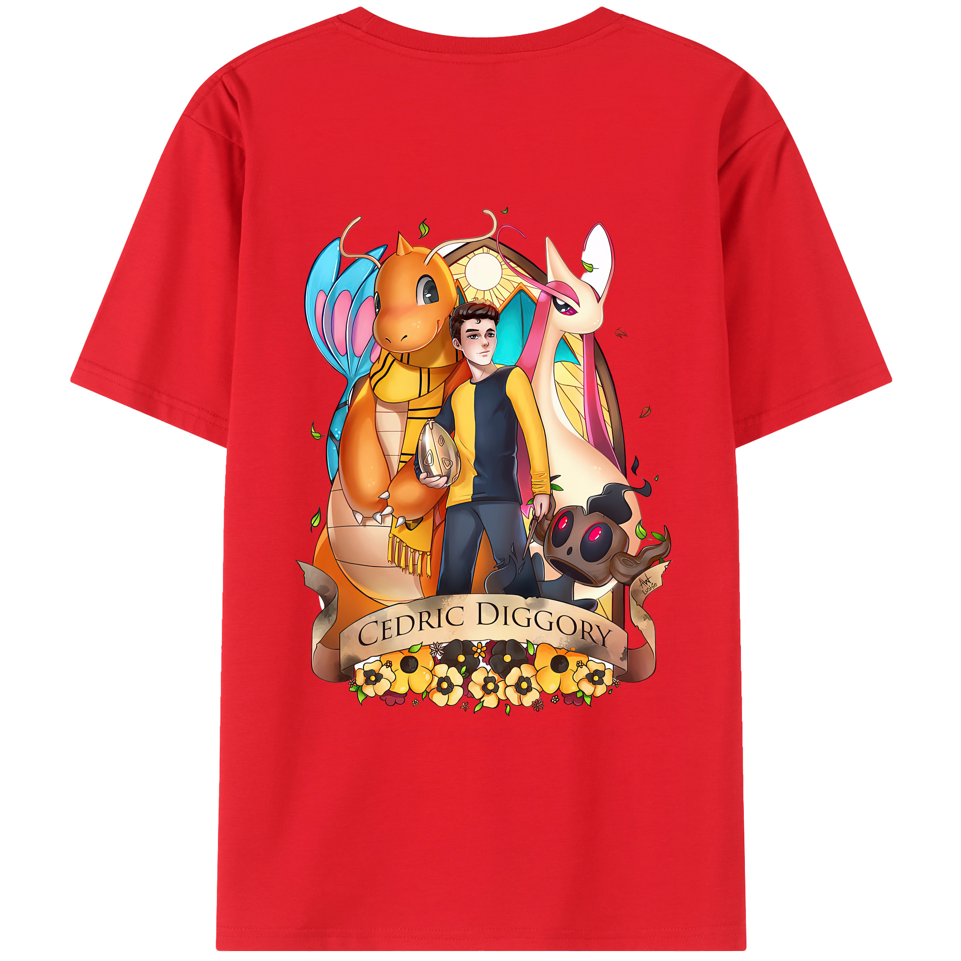 （画像用） Harry Potter ハリー・ポッターシリーズ 綿100％ メンズ半袖Tシャツ（バックプリント） 通気性