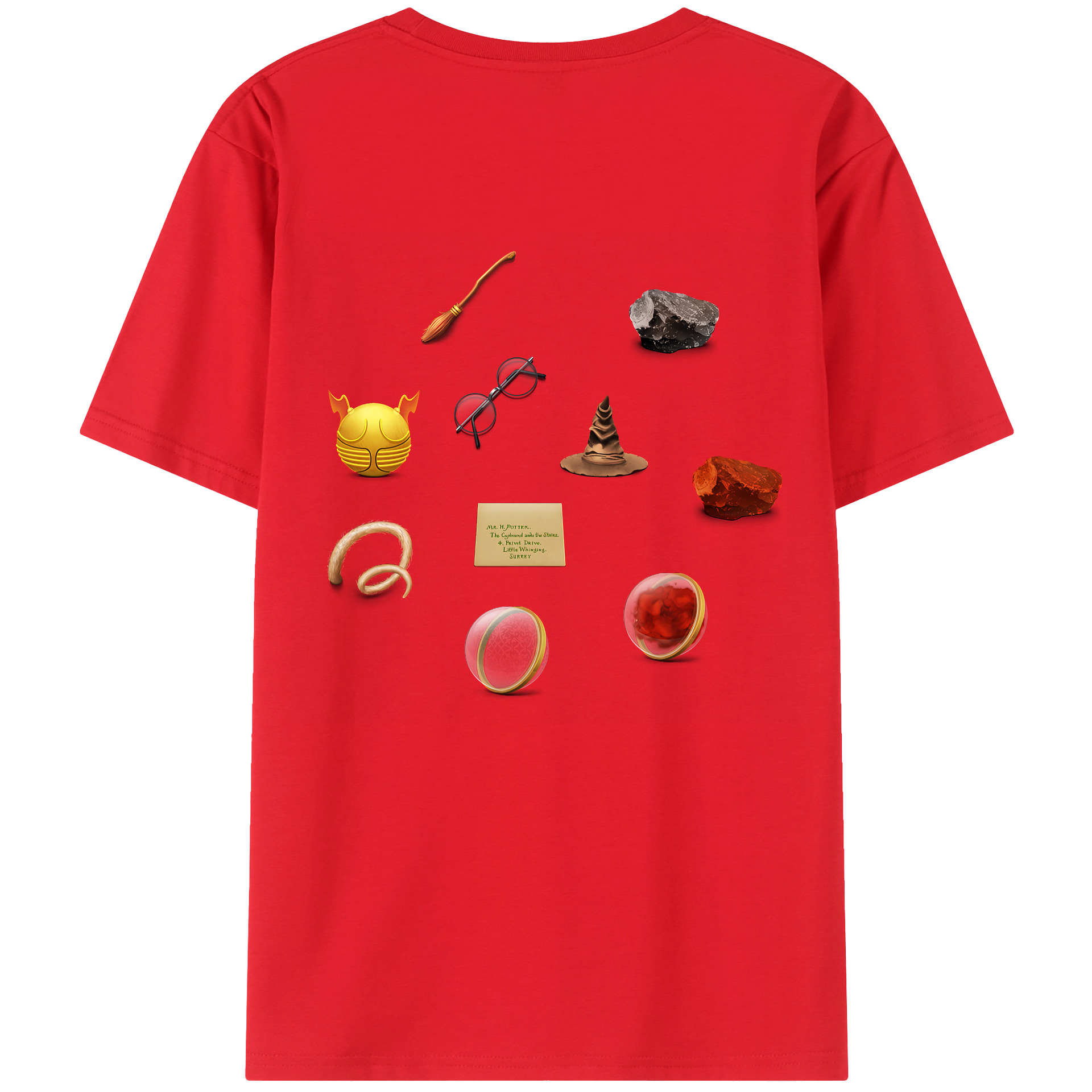 （画像用） Harry Potter ハリー・ポッターシリーズ 綿100％ メンズ半袖Tシャツ（バックプリント） 通気性