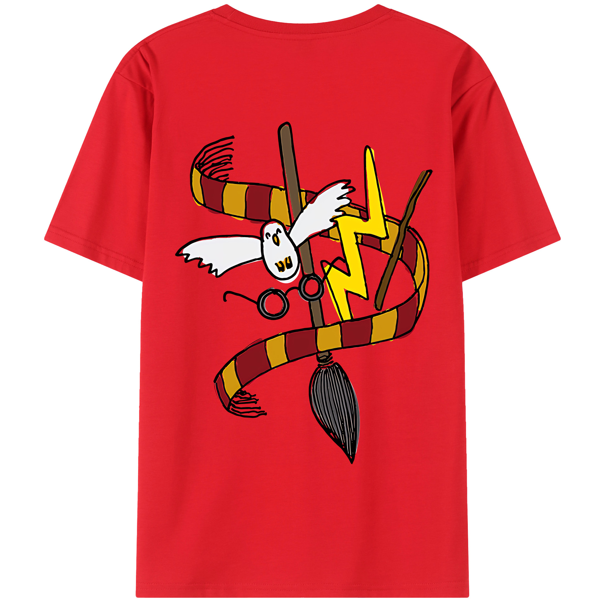 （画像用） Harry Potter ハリー・ポッターシリーズ 綿100％ メンズ半袖Tシャツ（バックプリント） 通気性