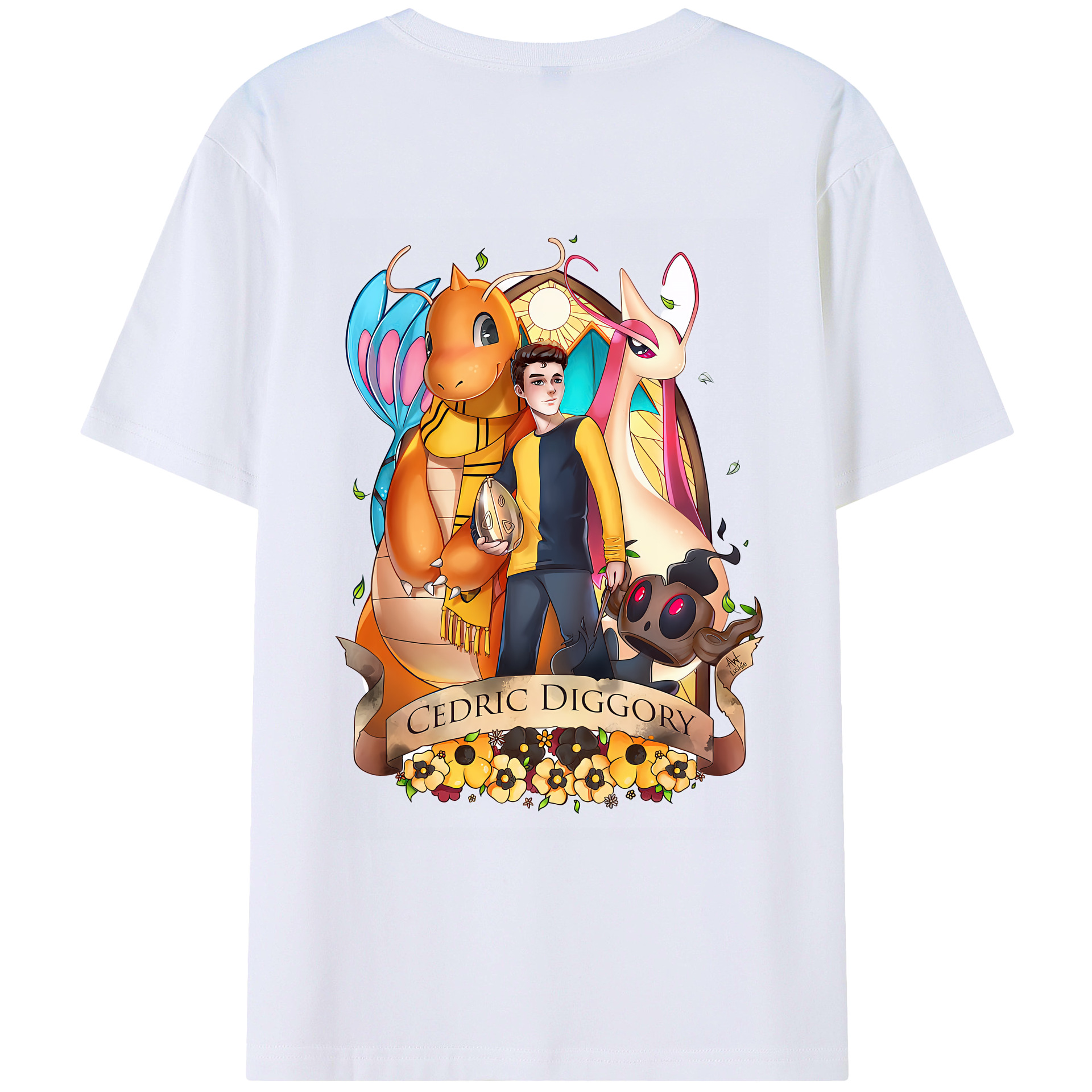 （画像用） Harry Potter ハリー・ポッターシリーズ 綿100％ メンズ半袖Tシャツ（バックプリント） 通気性