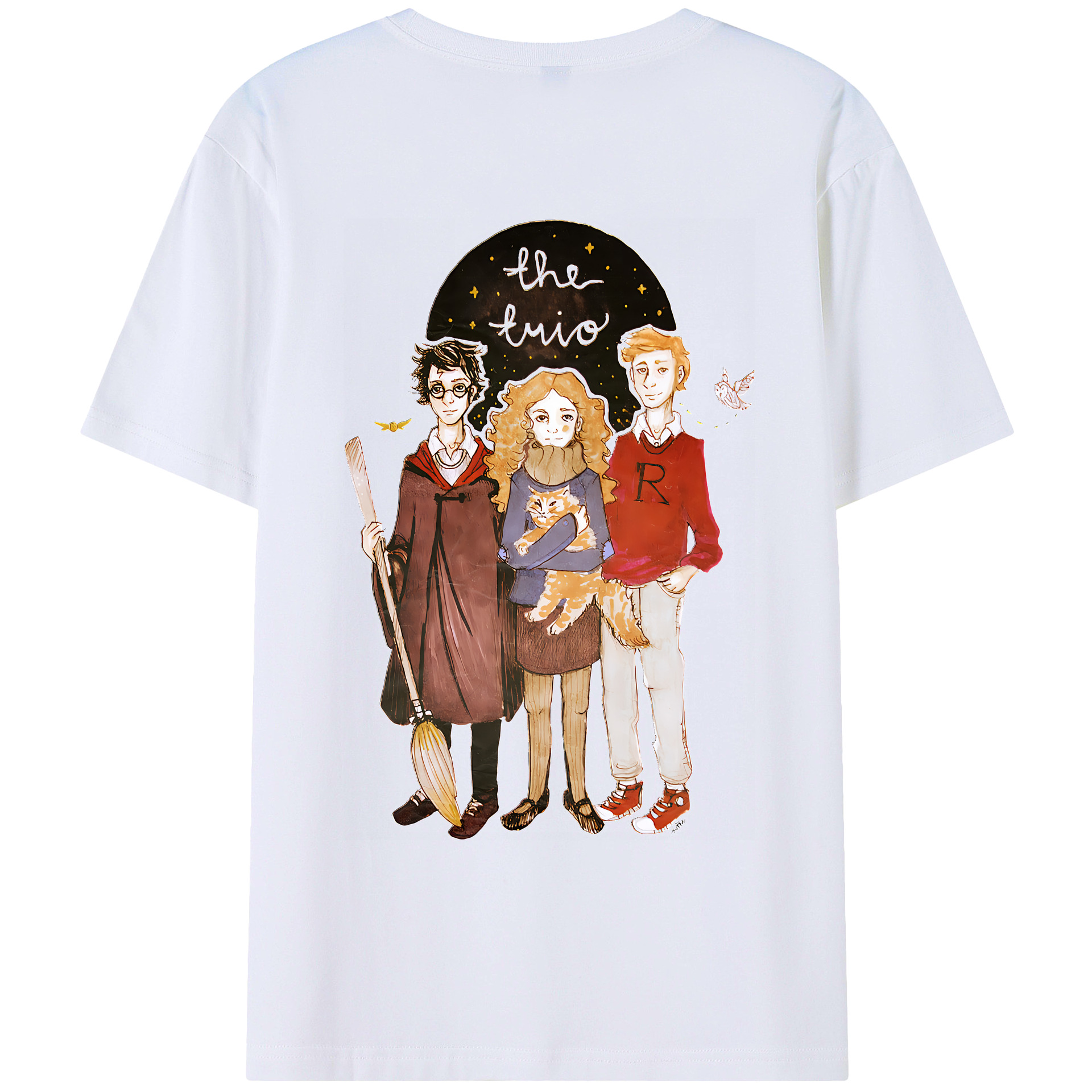 （画像用） Harry Potter ハリー・ポッターシリーズ 綿100％ メンズ半袖Tシャツ（バックプリント） 通気性