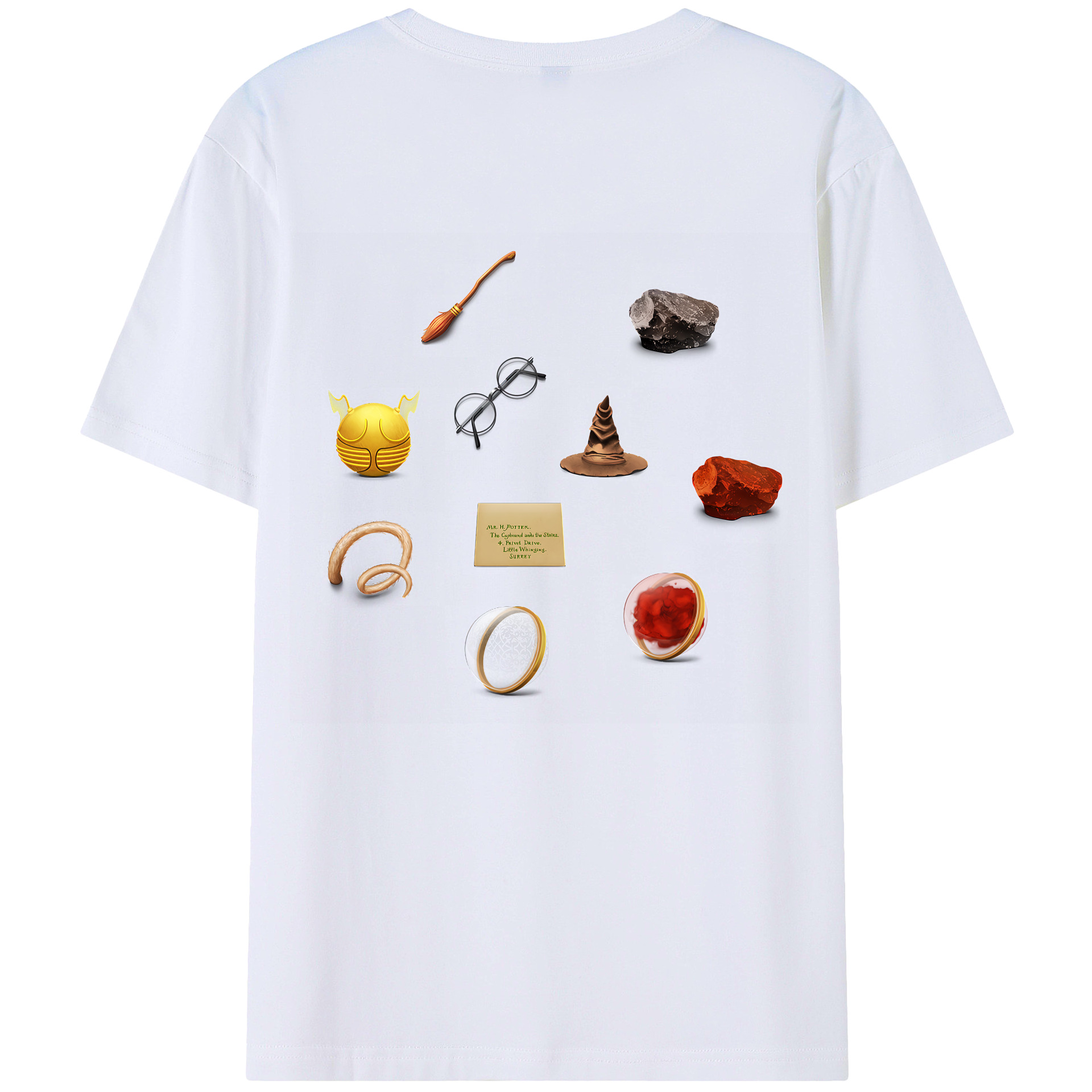 （画像用） Harry Potter ハリー・ポッターシリーズ 綿100％ メンズ半袖Tシャツ（バックプリント） 通気性