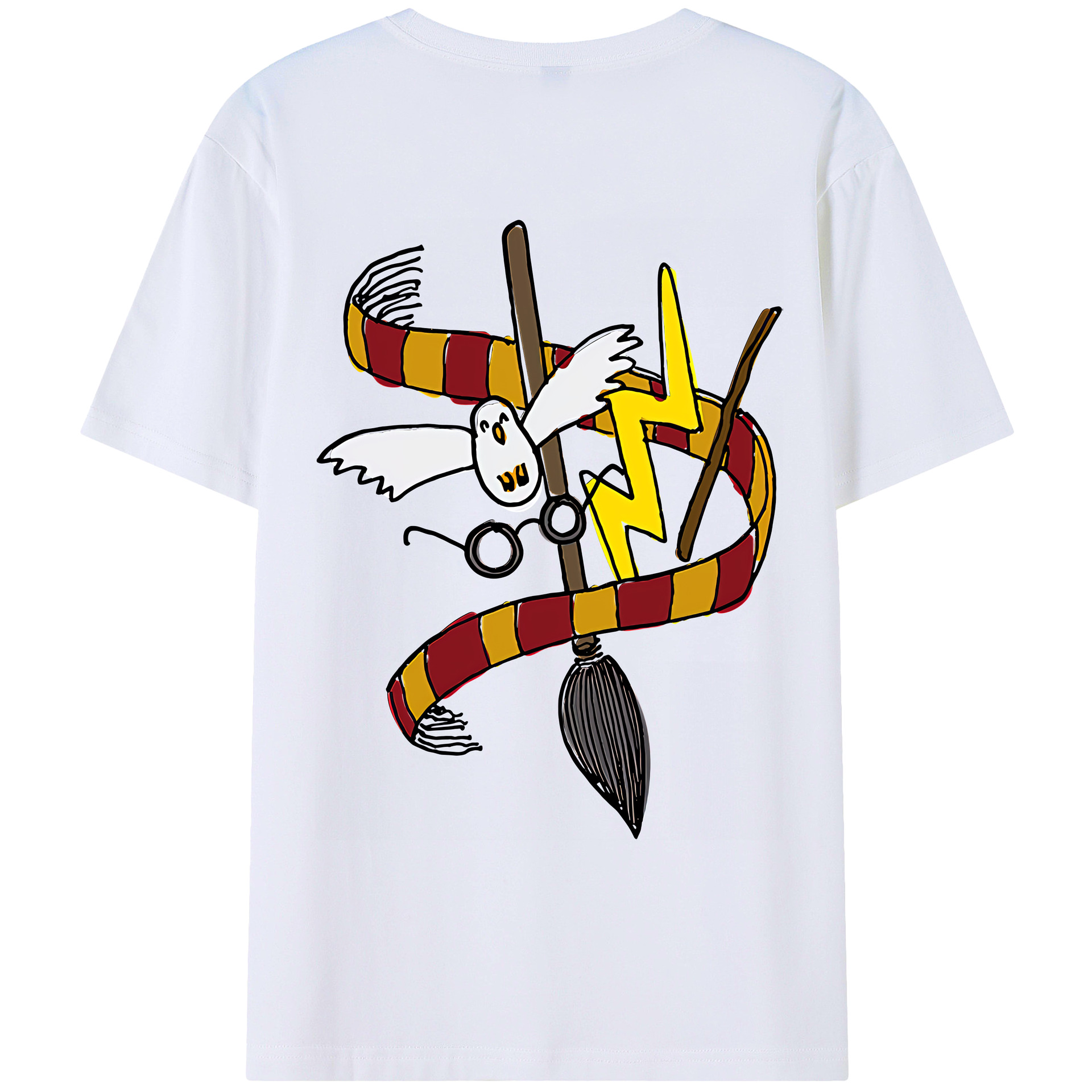 （画像用） Harry Potter ハリー・ポッターシリーズ 綿100％ メンズ半袖Tシャツ（バックプリント） 通気性