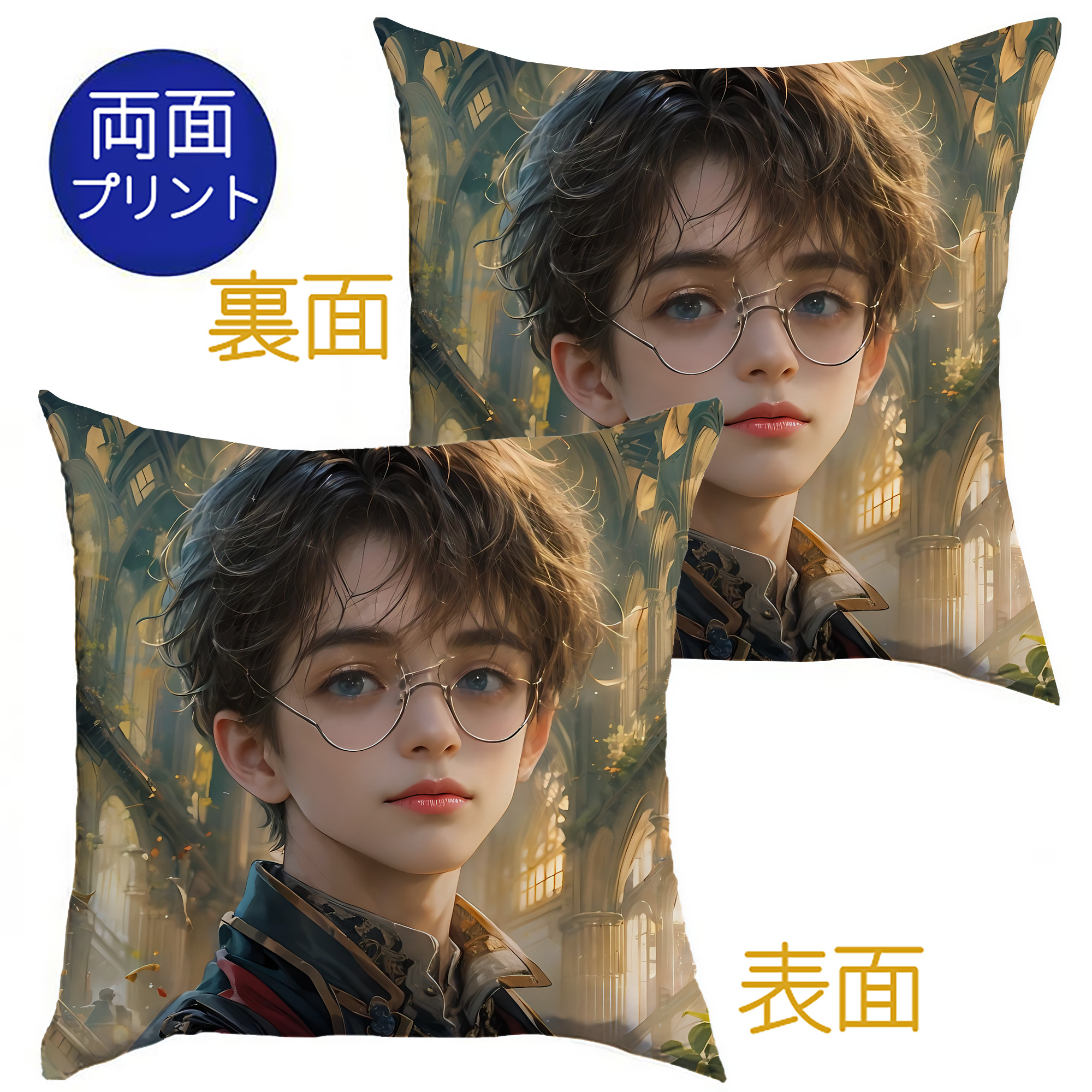 （画像用） Harry Potter ハリー・ポッターシリーズ クッションカバー＆本体セット（ポリエステル素材）