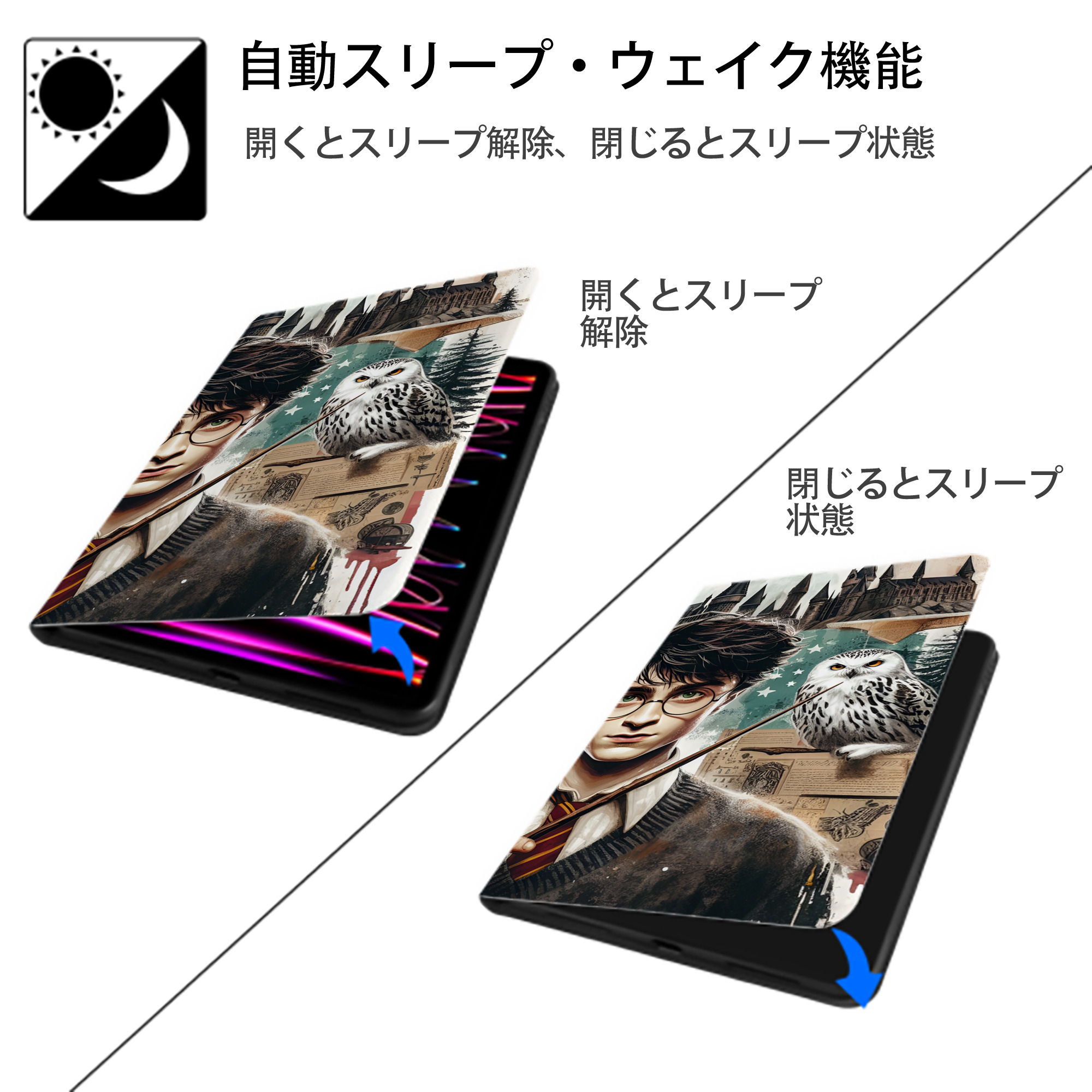 Harry Potter ハリー・ポッターシリーズ IPad ケース ブック型 PUレザー TPU 耐衝撃 軽量 薄型 ペン収納なし 全面保護 IPad 各モデル対応