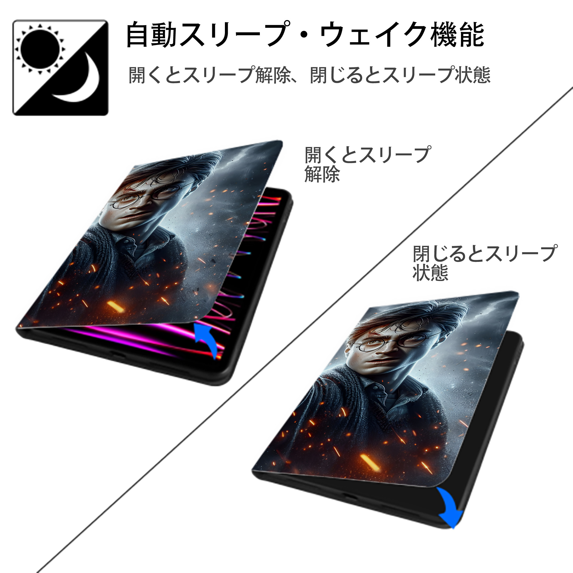 Harry Potter ハリー・ポッターシリーズ IPad ケース ブック型 PUレザー TPU 耐衝撃 軽量 薄型 ペン収納なし 全面保護 IPad 各モデル対応
