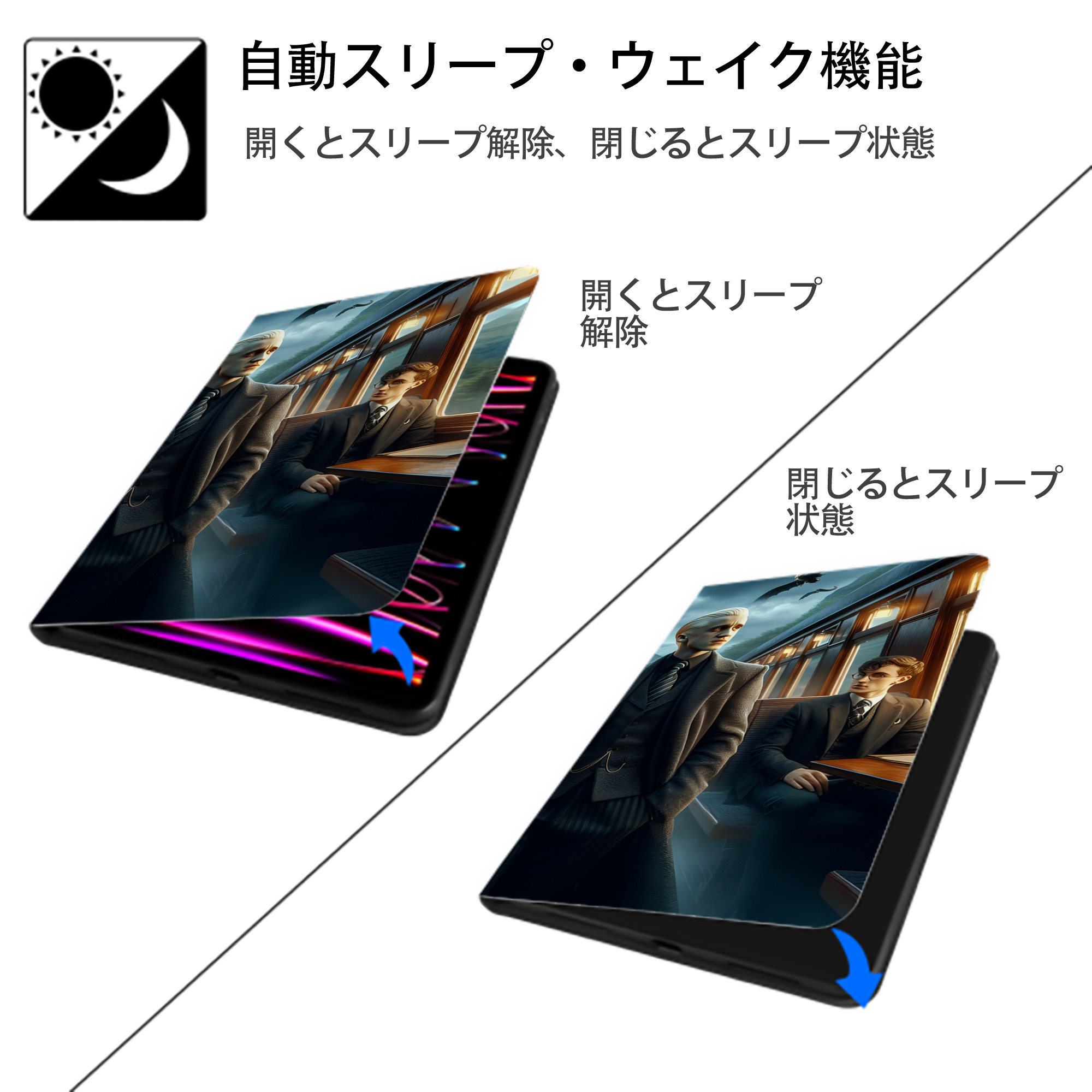 Harry Potter ハリー・ポッターシリーズ IPad ケース ブック型 PUレザー TPU 耐衝撃 軽量 薄型 ペン収納なし 全面保護 IPad 各モデル対応