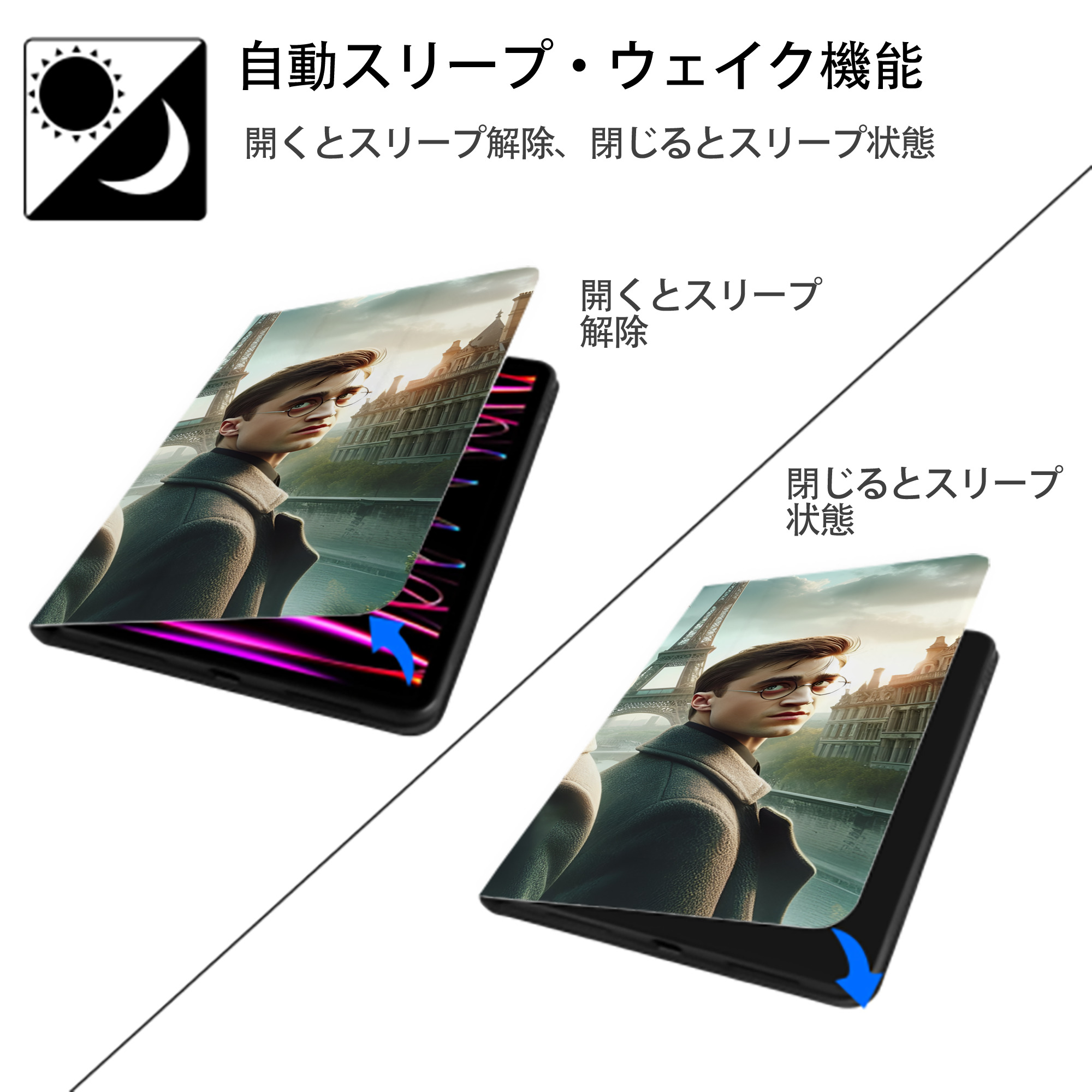 Harry Potter ハリー・ポッターシリーズ IPad ケース ブック型 PUレザー TPU 耐衝撃 軽量 薄型 ペン収納なし 全面保護 IPad 各モデル対応